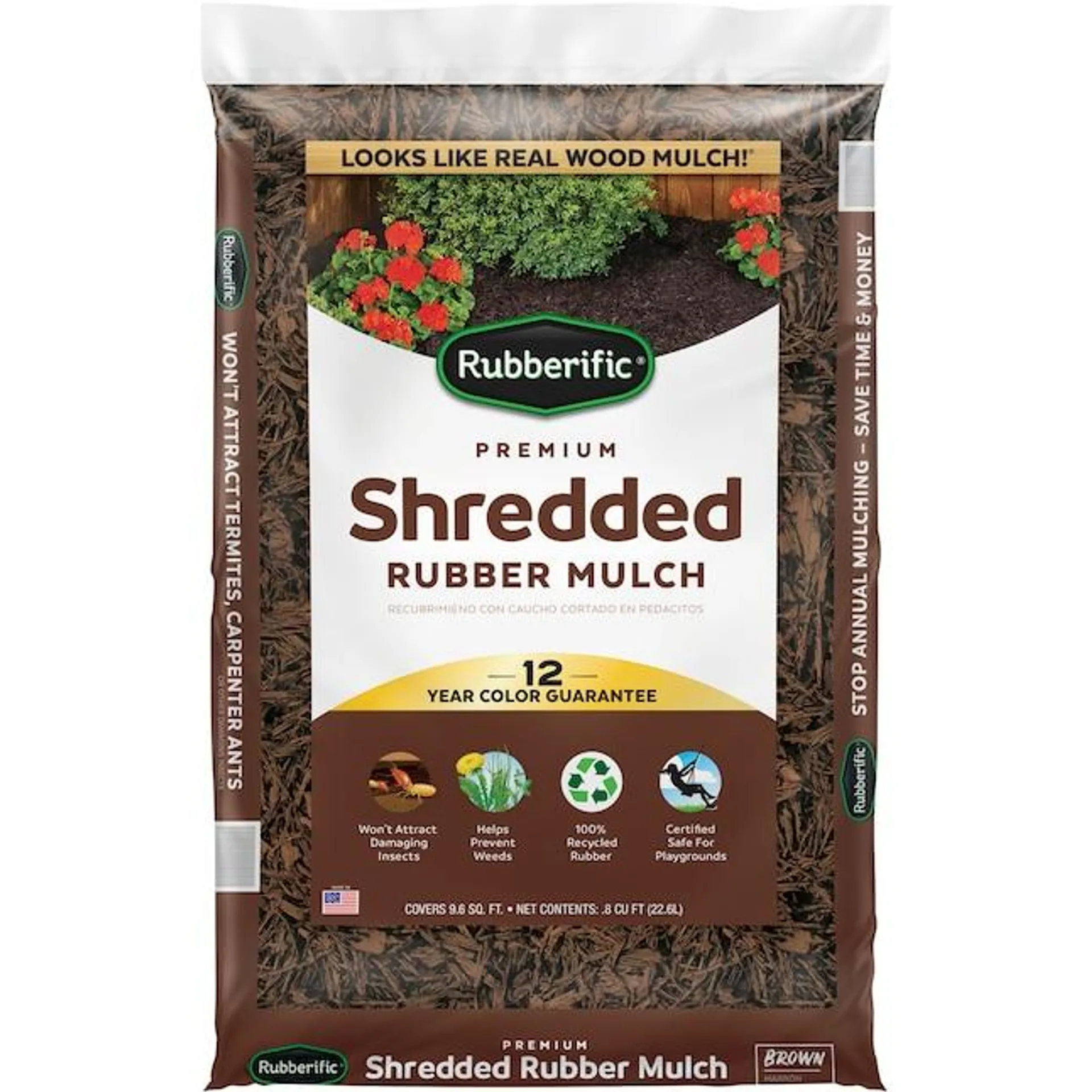 Rubberific Premium Shredded 0.8-cu ft Dark Brown Rubber Mulch