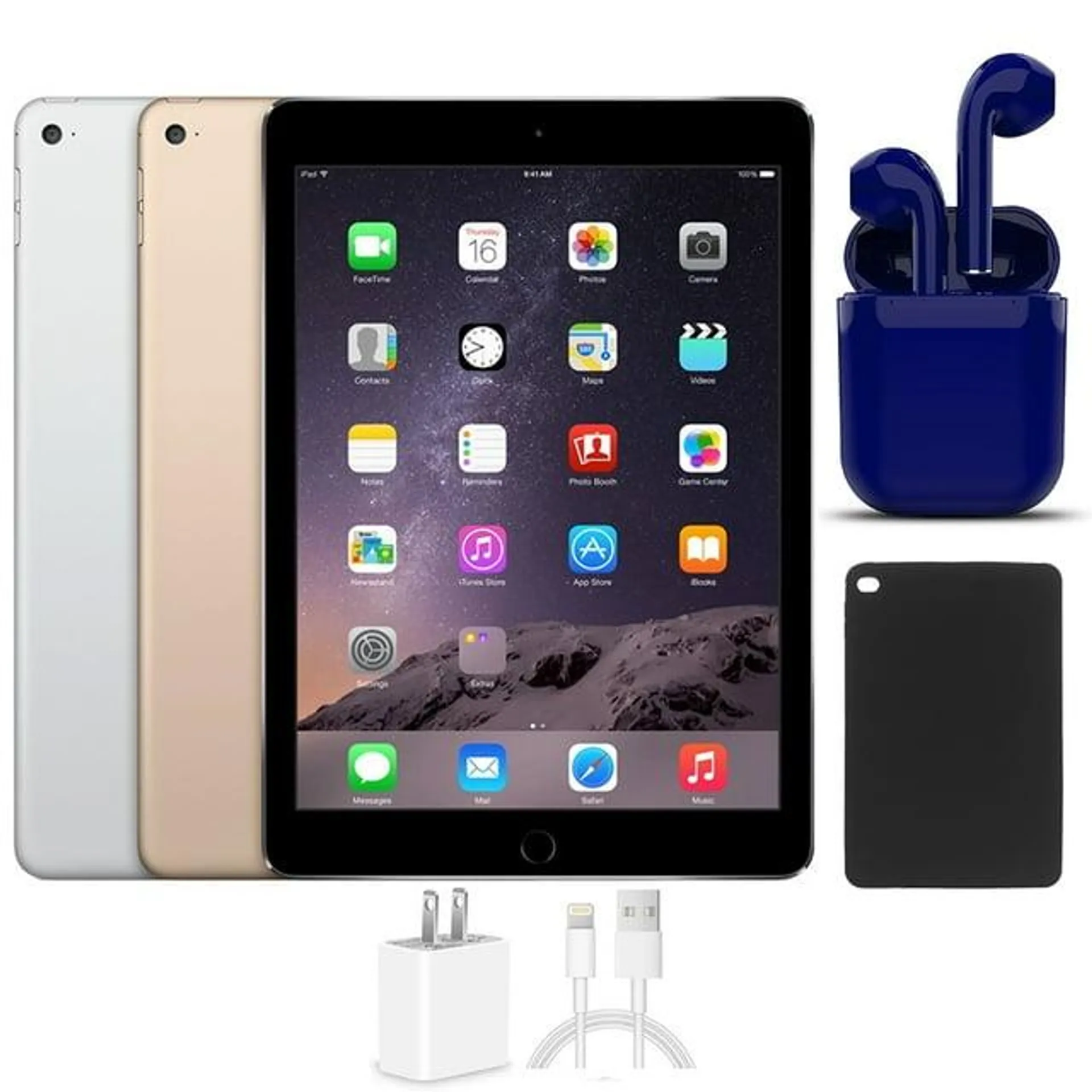 Open Box | Apple iPad Air | 9.7-inch | 32GB | Wi-Fi Only | Bundle: USA Essentials Bluetooth/Wireless Airbuds, Case, Rapid Charger By Certified 2 Day Express