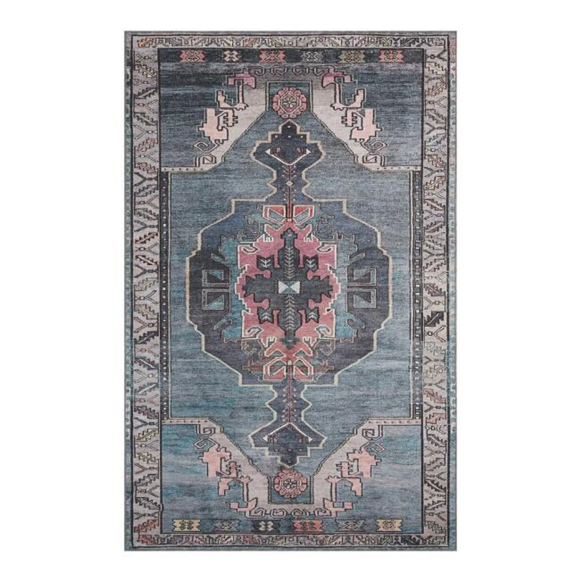 Gray and Blue Persian Style Izmir Area Rug