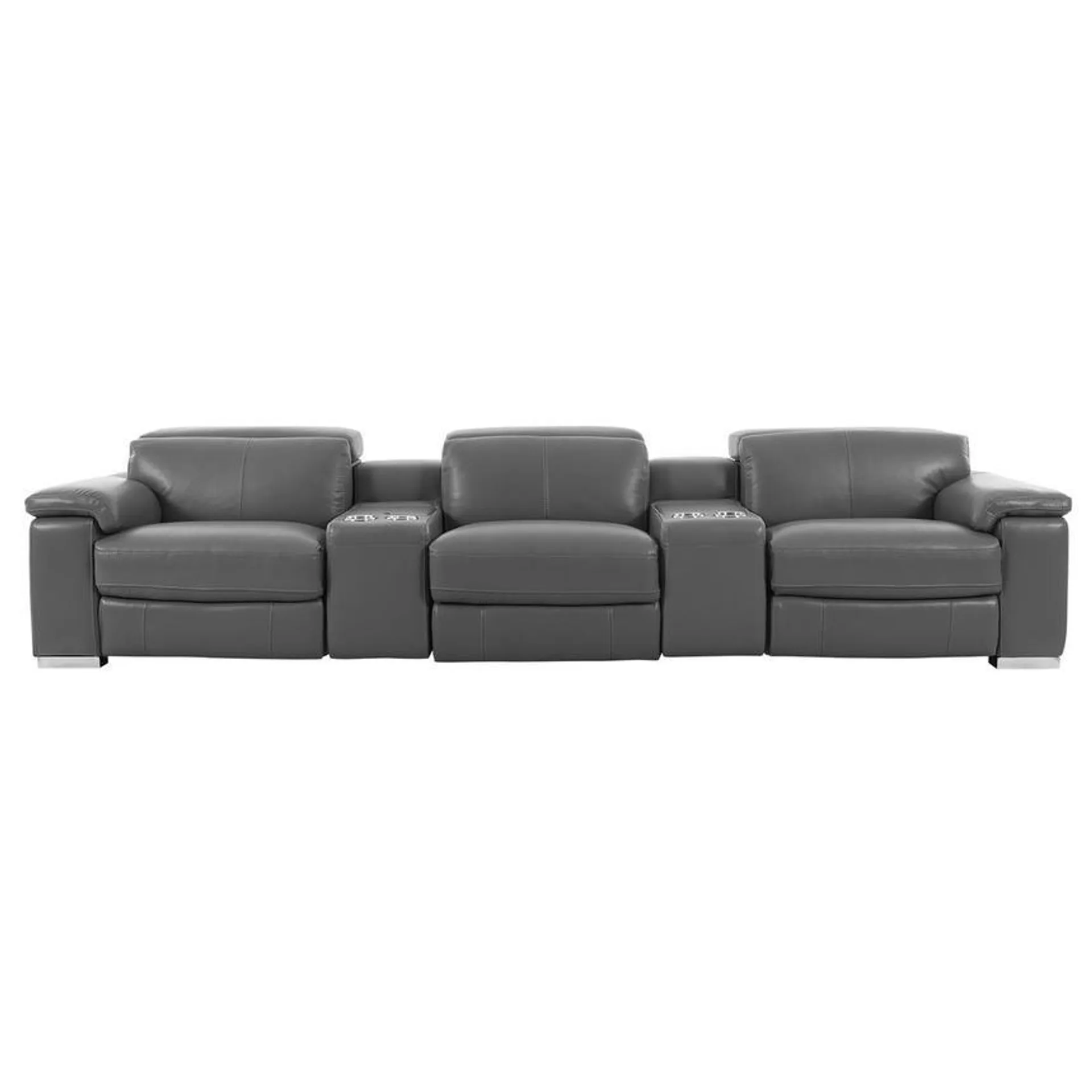 Charlie Gray Home Theater Leather Seating with 5PCS/3PWR