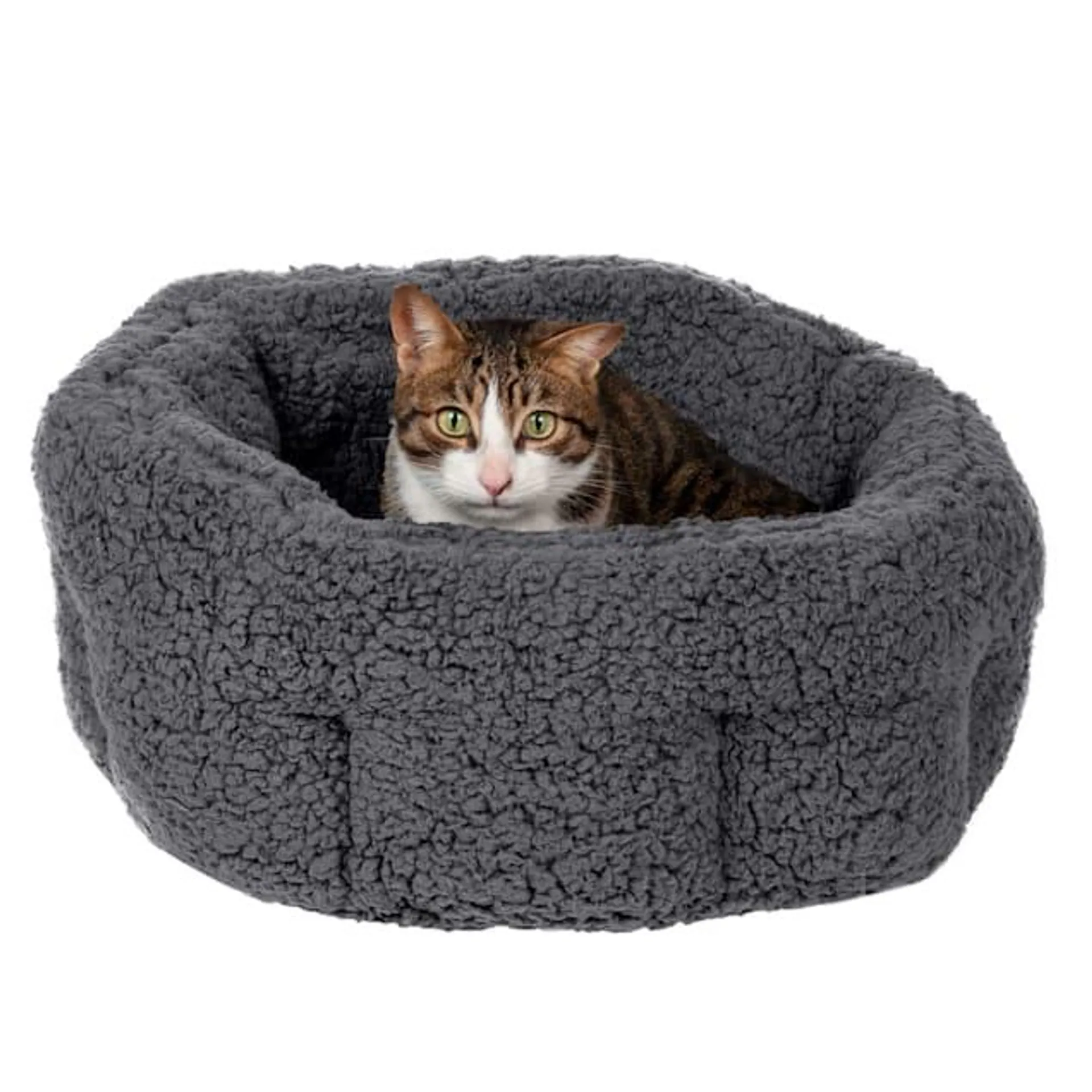 FurHaven Small Warming Hi Low Cuddler Dog Bed, 20" L X 20" W X 12" H, Gray