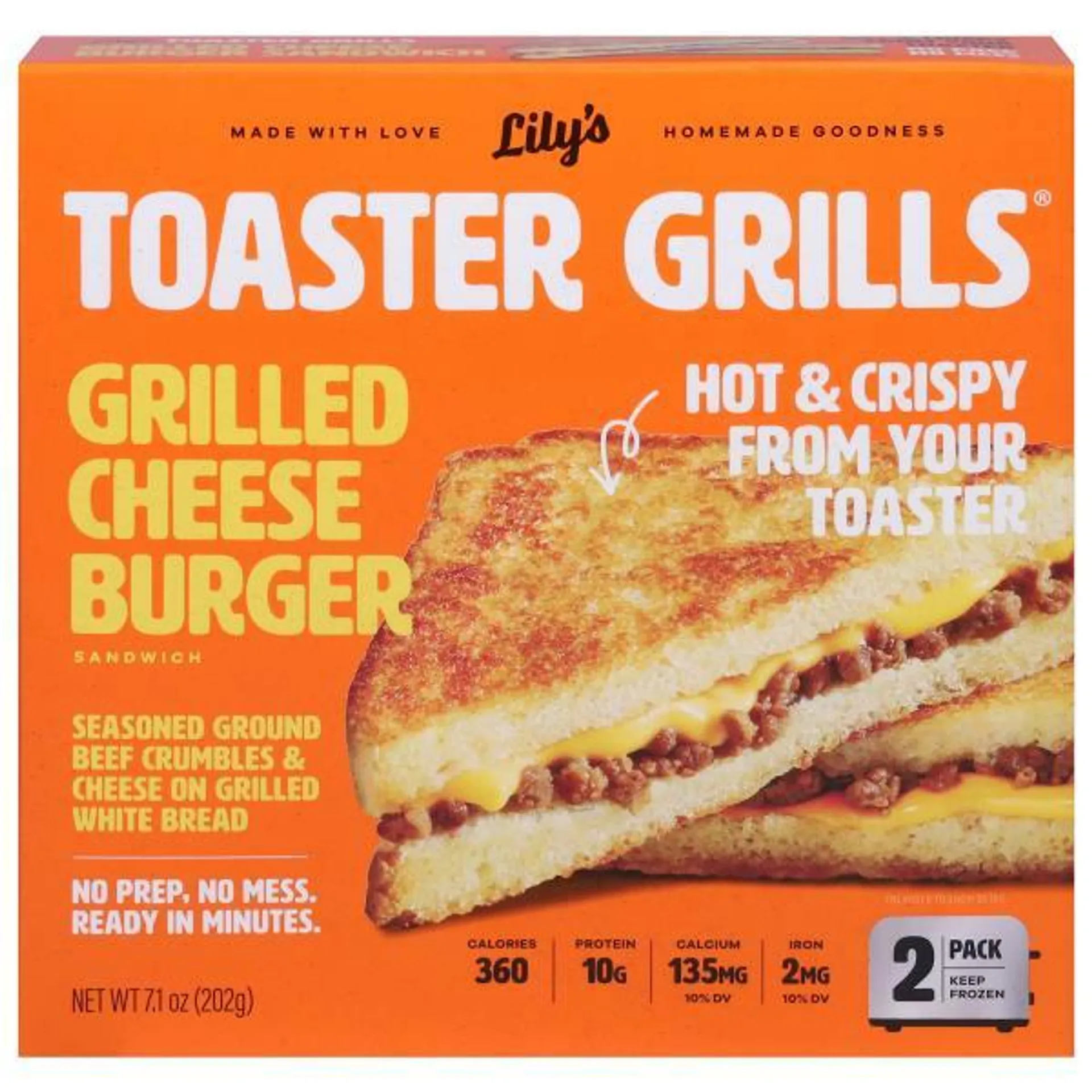 Lily's Toaster Grills Sandwich, Grilled Cheese Burger, 2 Pack