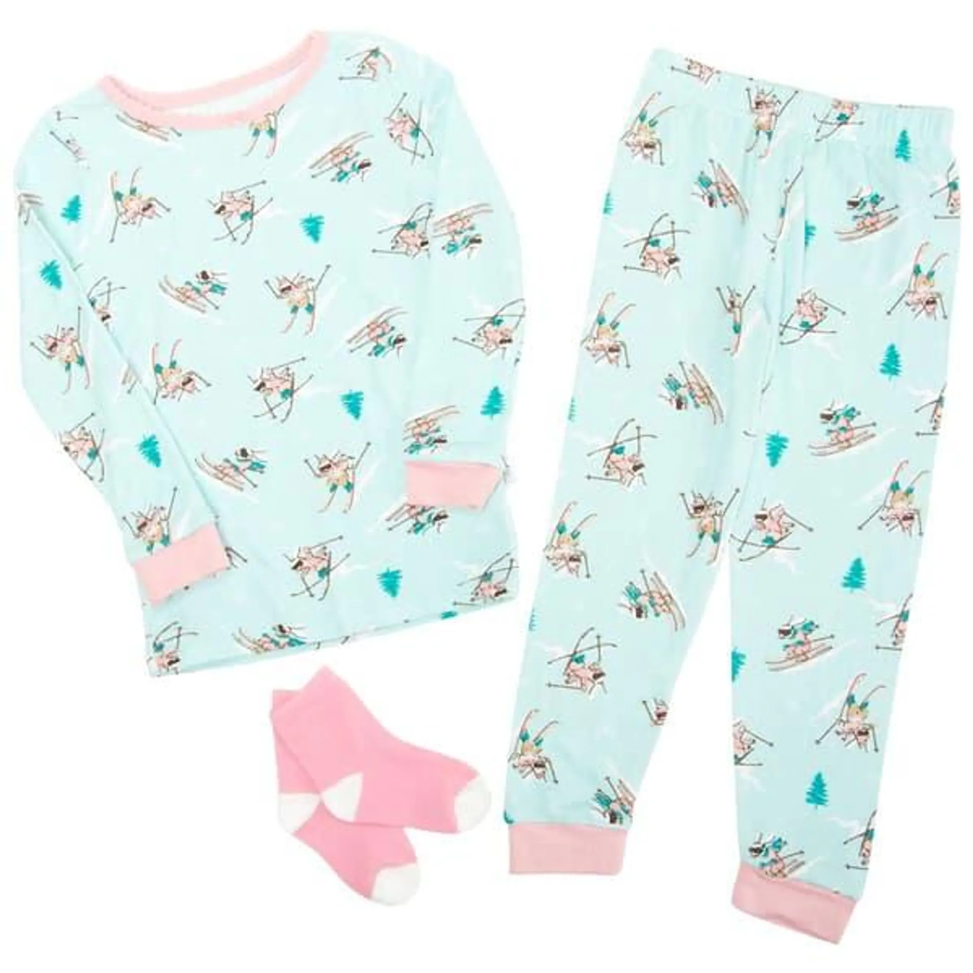 Toddler Girl Sleep On It® Bunny Skiing Tight Fit Pajama Set