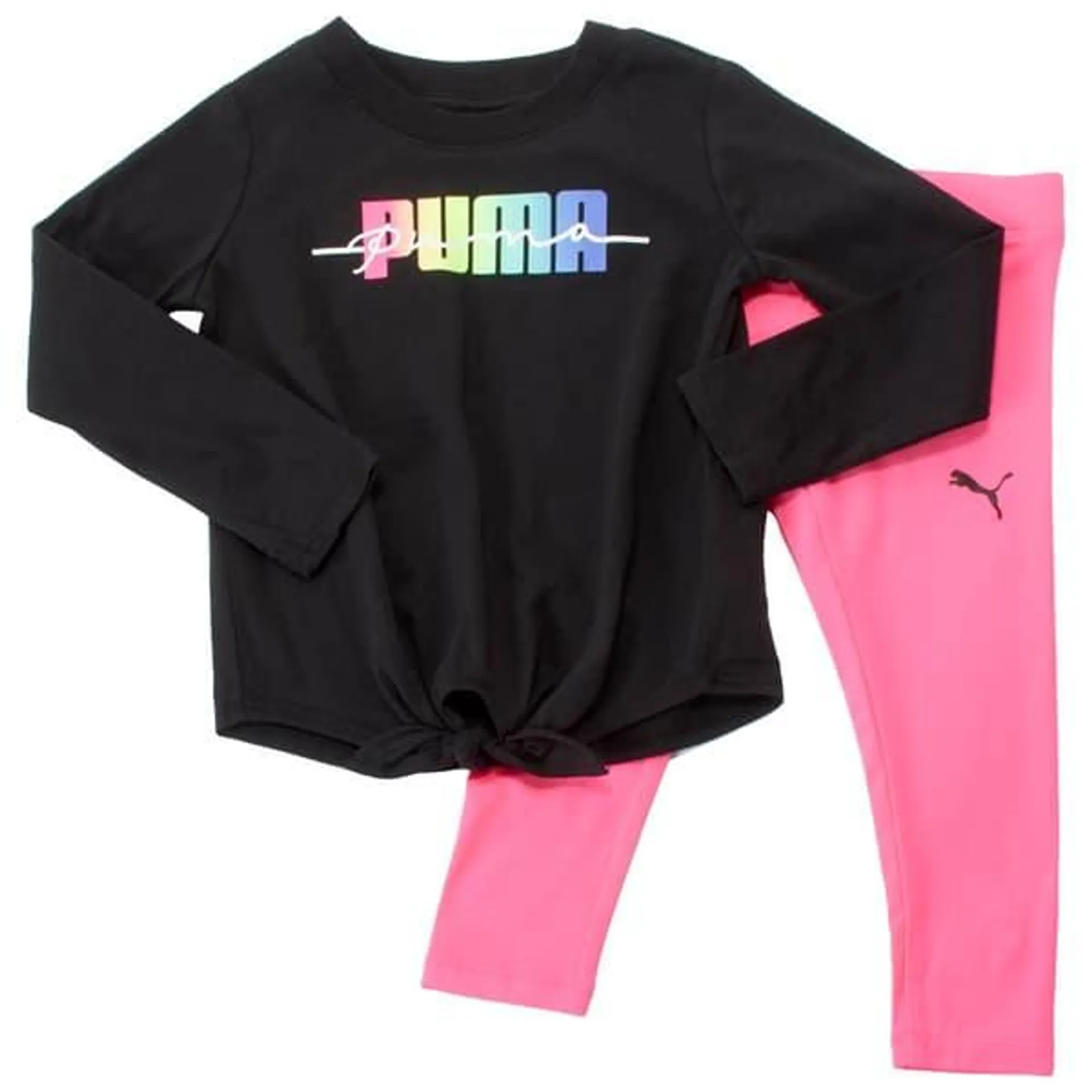 Toddler Girl Puma® Ombre Logo Long Sleeve Top & Neon Leggings