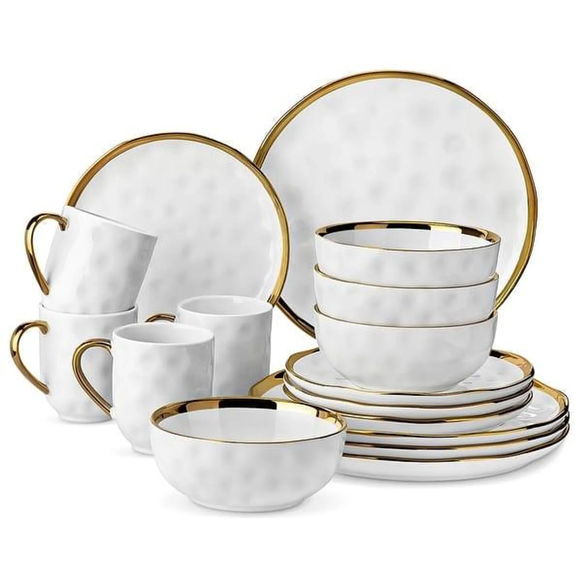 LOVECASA Gold Aura Glossy Porcelain Dinnerware Set