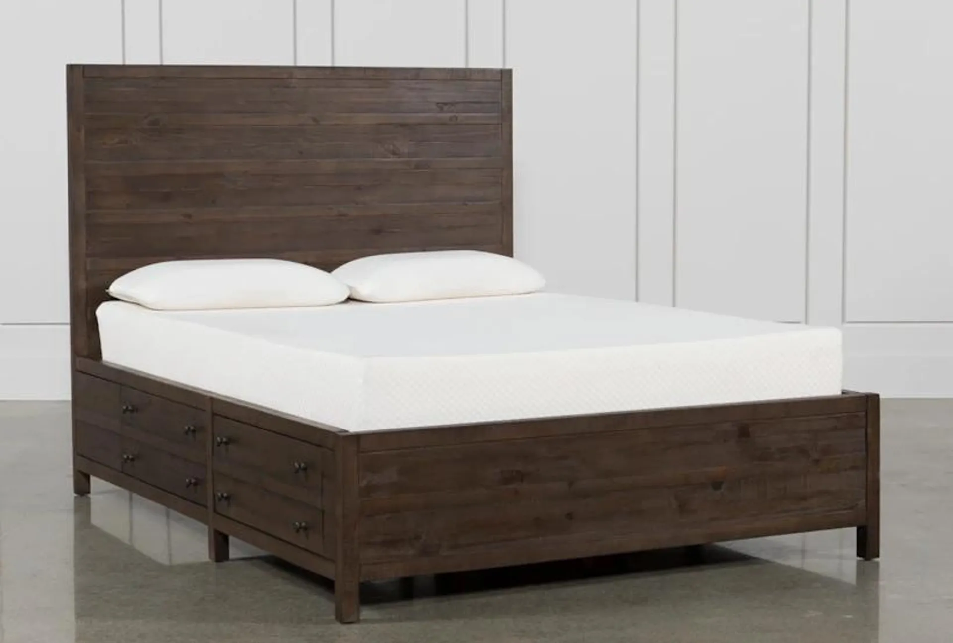 Rowan Espresso Queen Wood Platform Bed with Side Storage