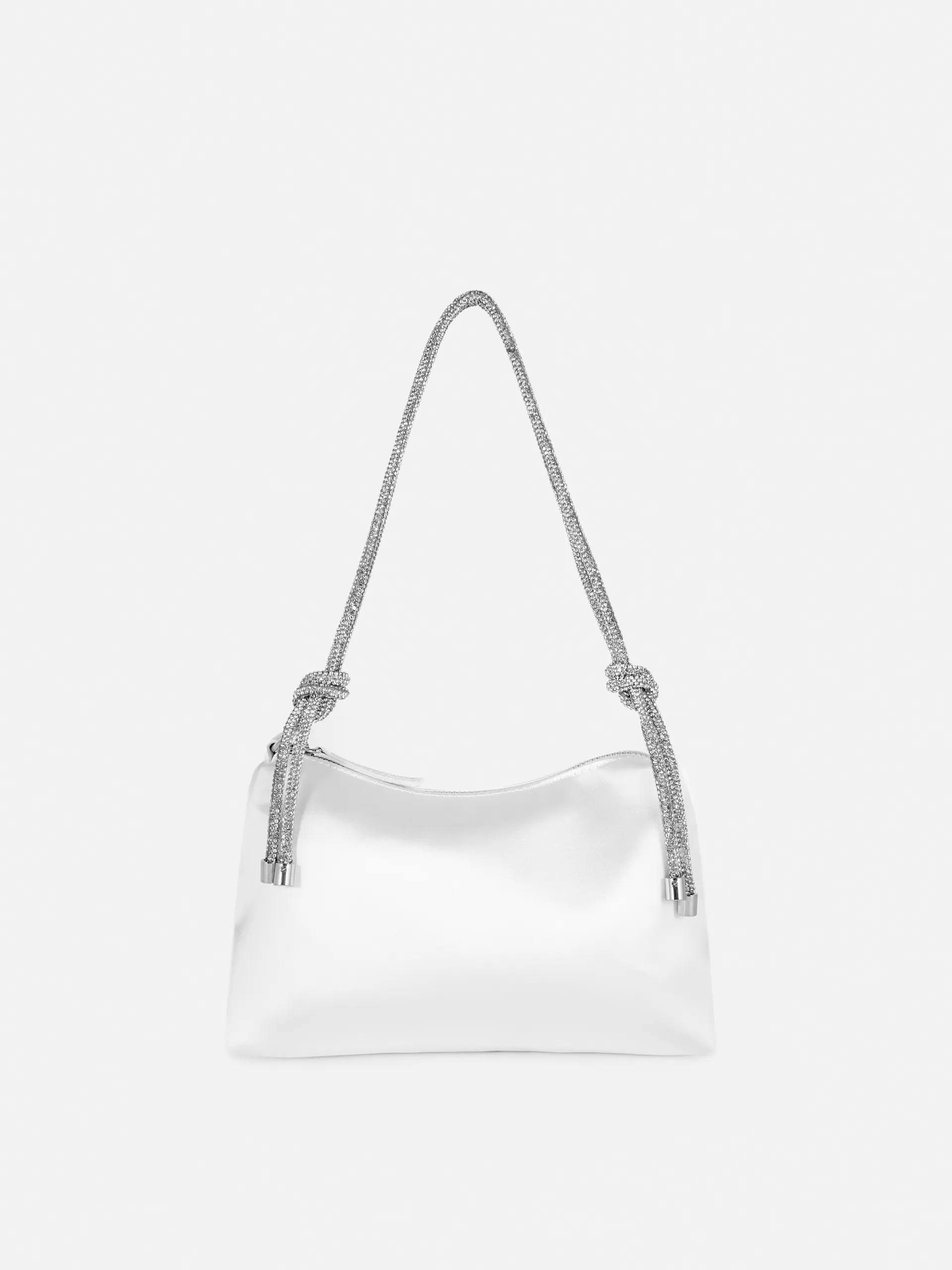 Diamanté Strap Satin Shoulder Bag