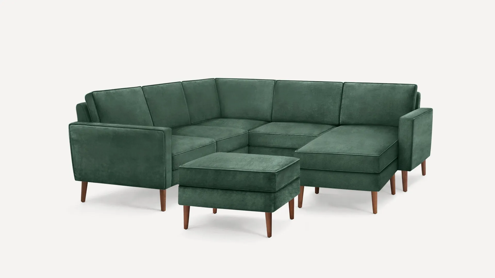 Nomad Velvet 5-Seat Corner Sectional with Chaise and Ottoman