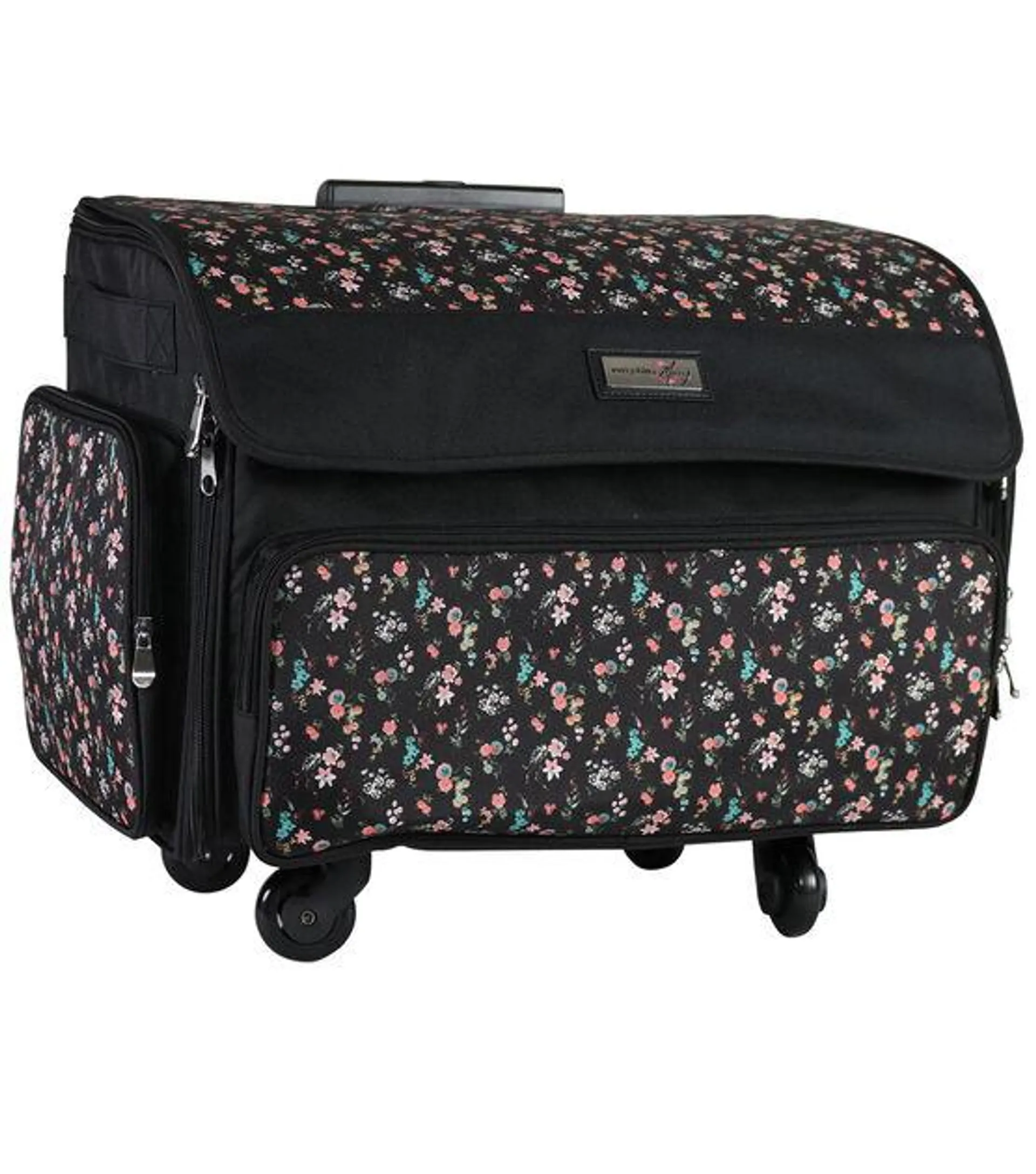 Everything Mary 19.5" Floral Collapsible Rolling Sewing Machine Case