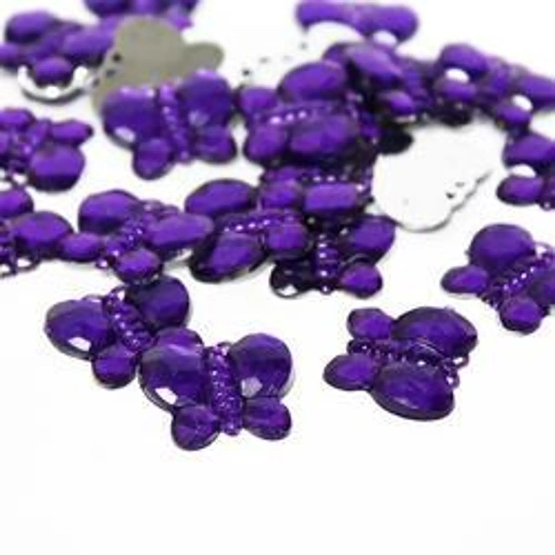 Purple Flat Back Butterfly Rhinestones (Package of 30 pieces)