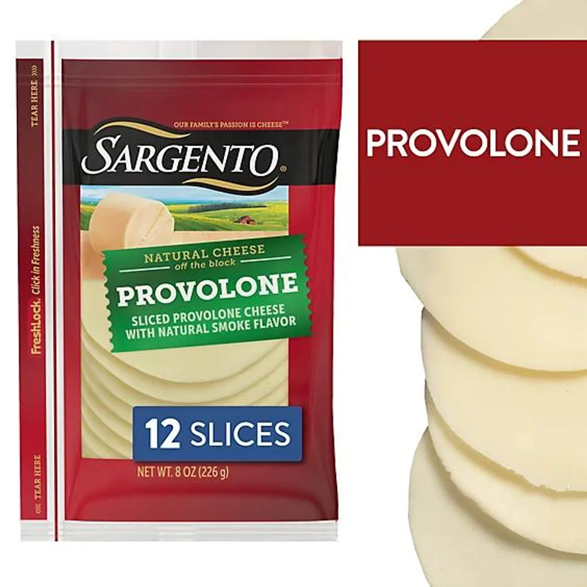 Sargento Sliced Provolone Natural Cheese with Natural Smoke Flavor - 12 Count