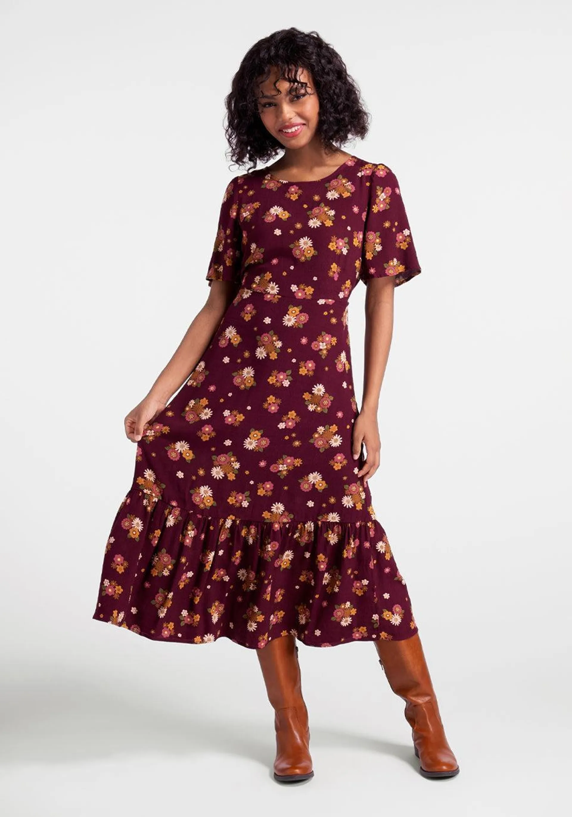 Autumnal Bouquets Midi Dress