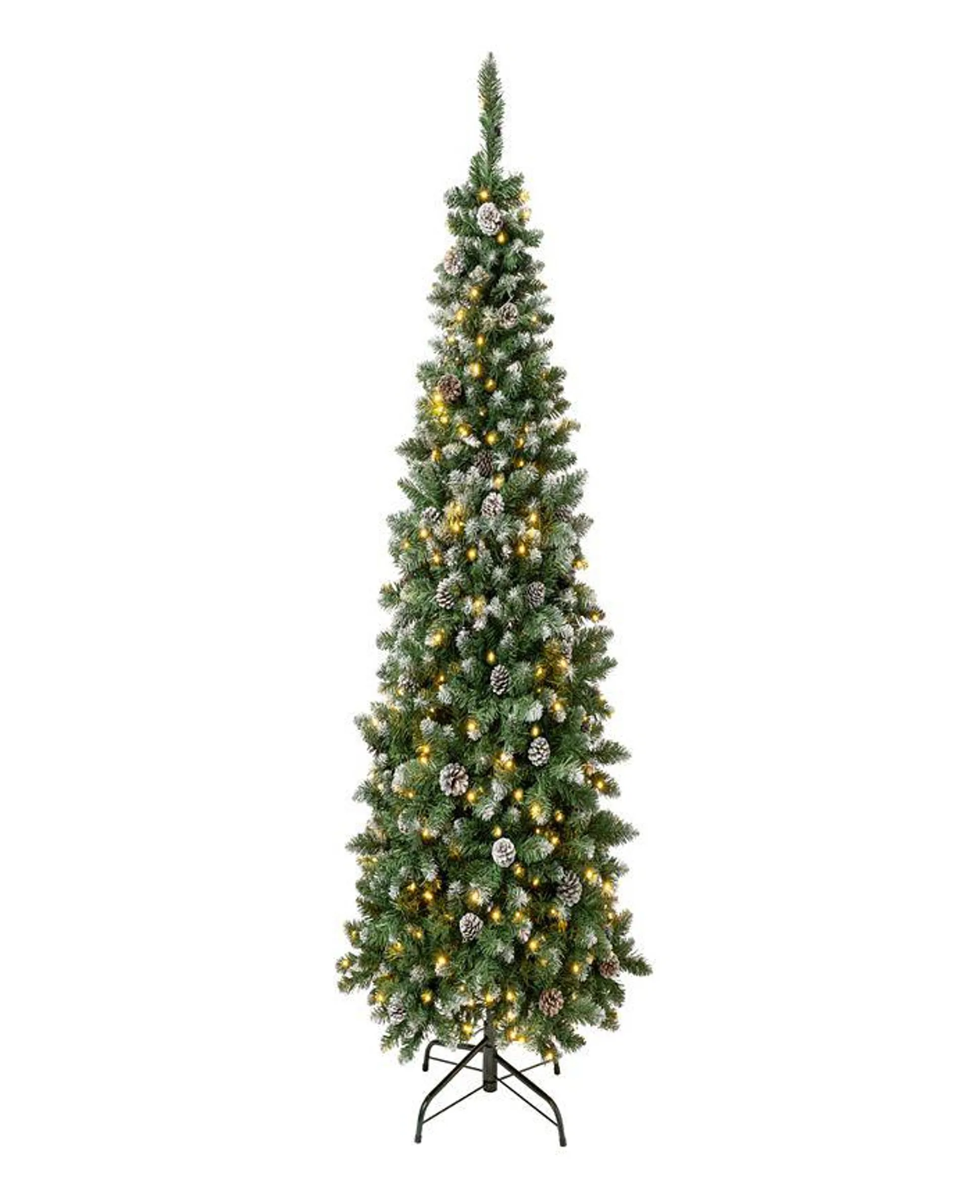 6 ft. Oakley Hills Snow Slim Hinged Tree with 53 Pine Cones & 250 Warm White LED Lights