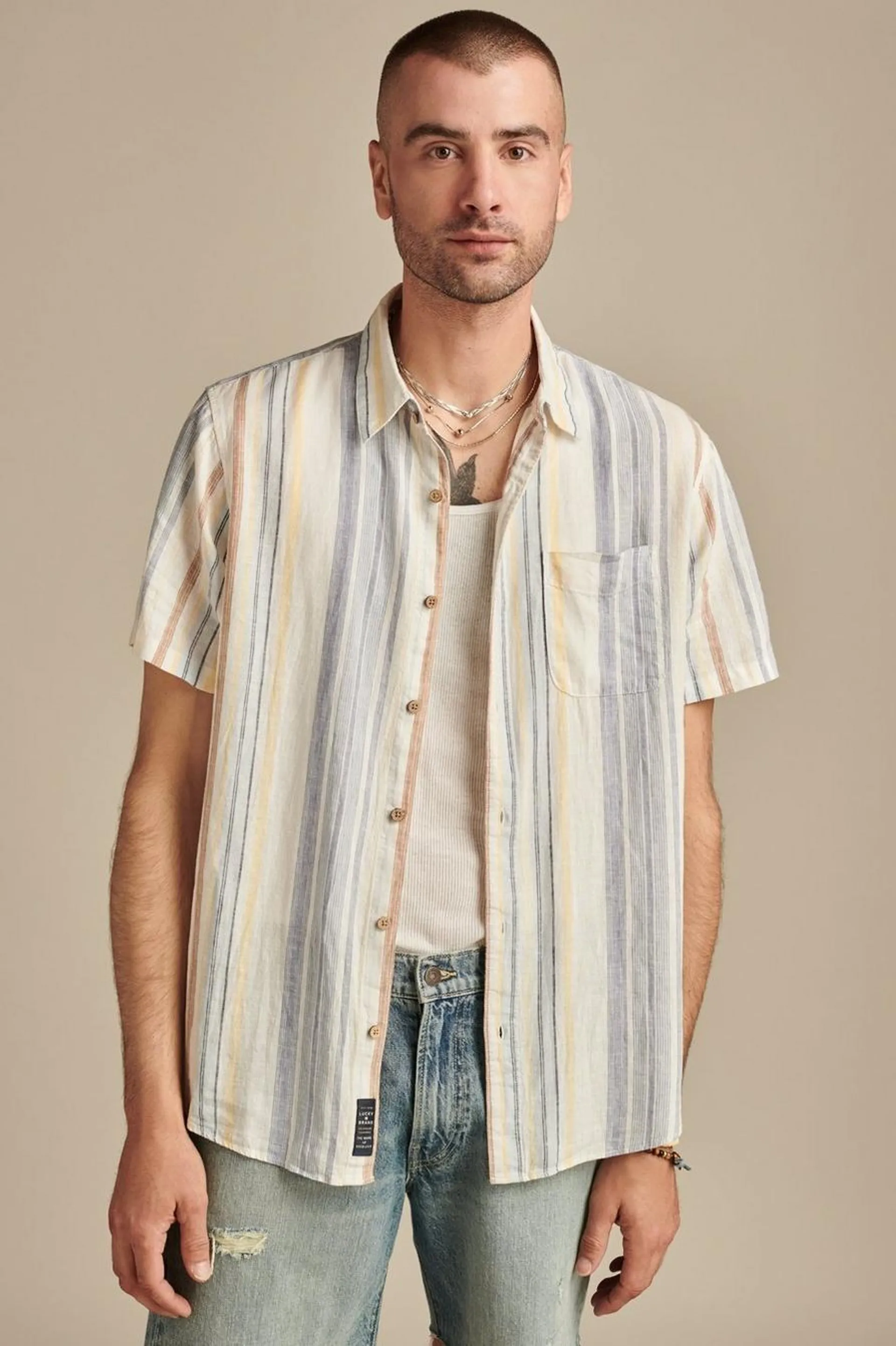 short sleeve linen san gabriel shirt