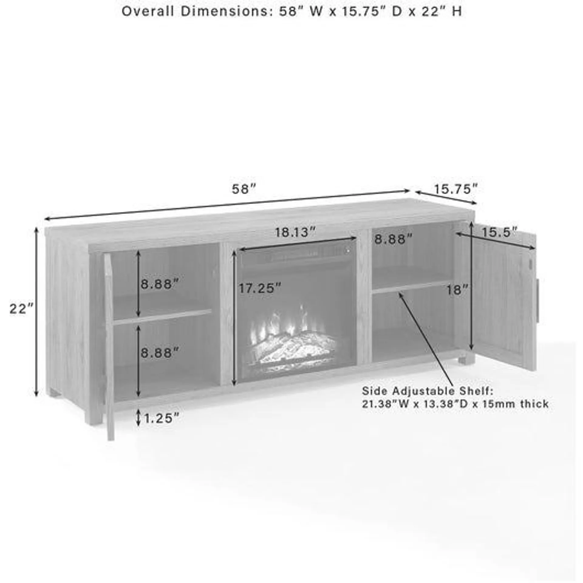 Gordon Low Profile Fireplace Tv Stand For 65+ Inch Tv