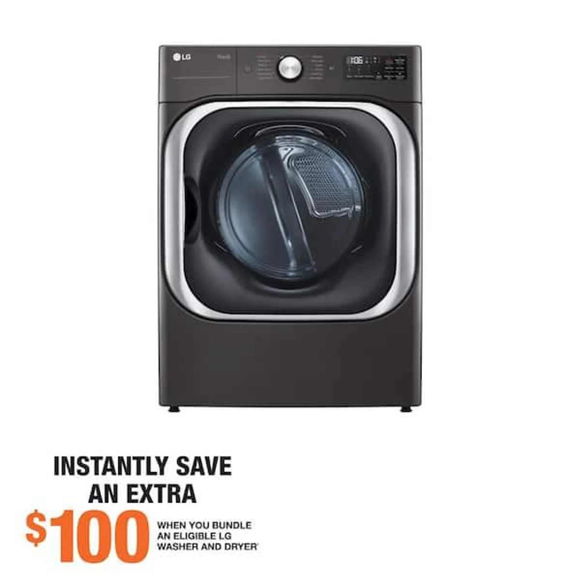 9.0 cu. ft. Vented SMART Stackable Electric Dryer in Black Steel with TurboSteam and Sensor Dry Technology