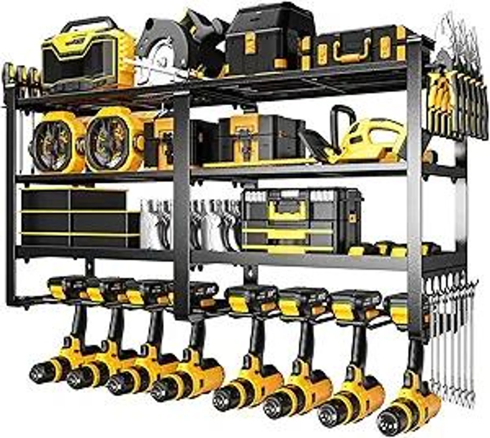Power Tool Organizer Wall Mount, Extended Large Heavy Duty Drill Holder, 4 Layer Garage and Storage, Suitable Utility Racks for Room, Workshop
