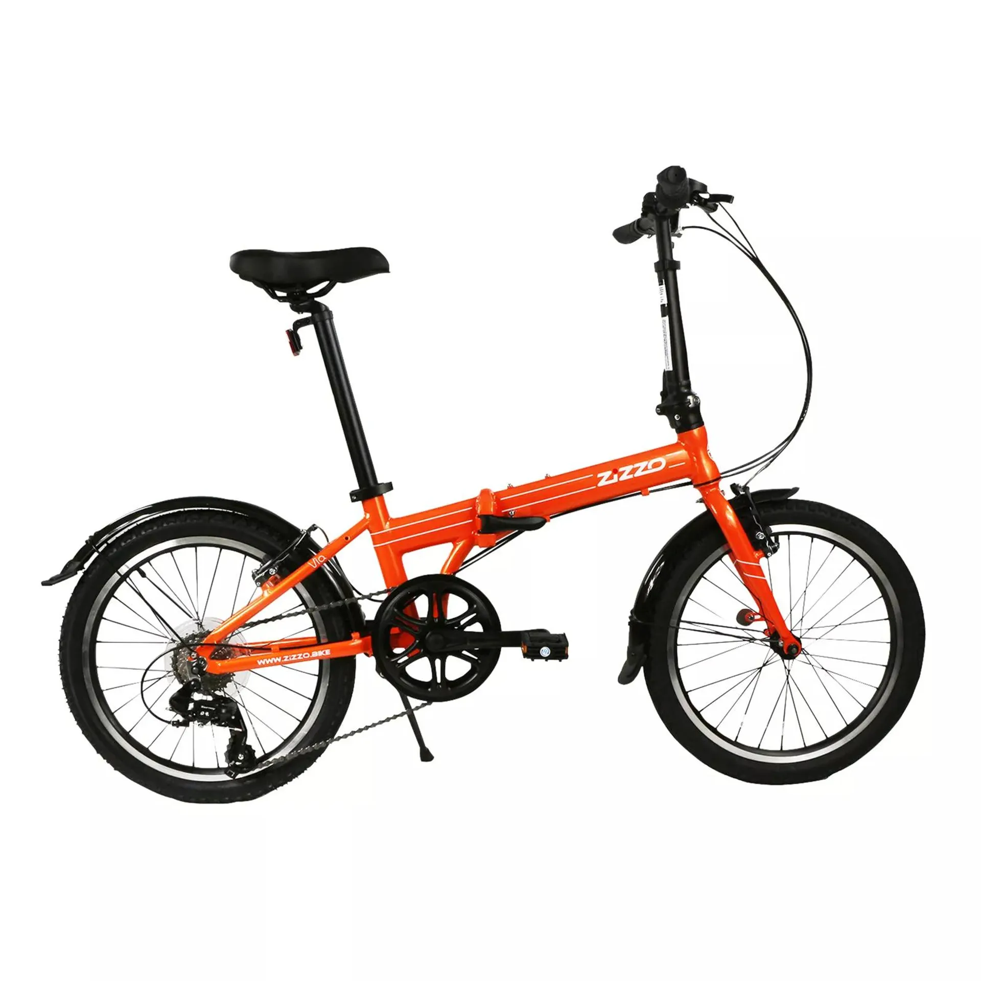 Zizzo Via Lightweight 20" 7-Speed Aluminum Folding Bicycle - Orange