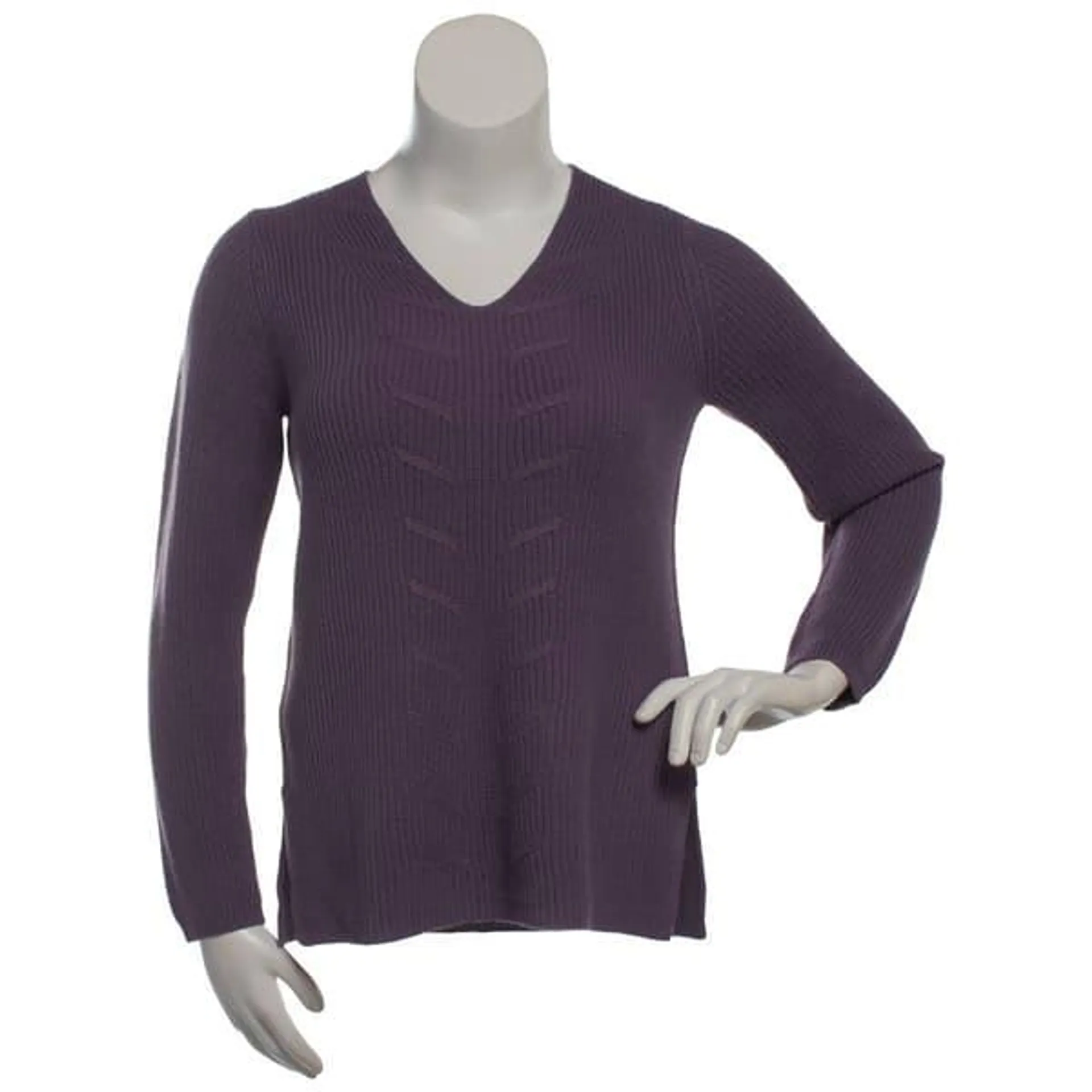 Womens Hasting & Smith Long Sleeve V-Neck Solid Sweater