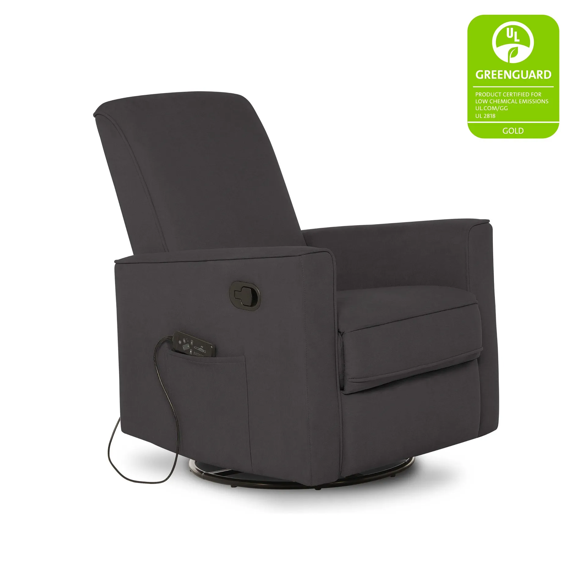 Evolur Raleigh Upholstered Plush Seating Swivel Glider, In-Built Massager