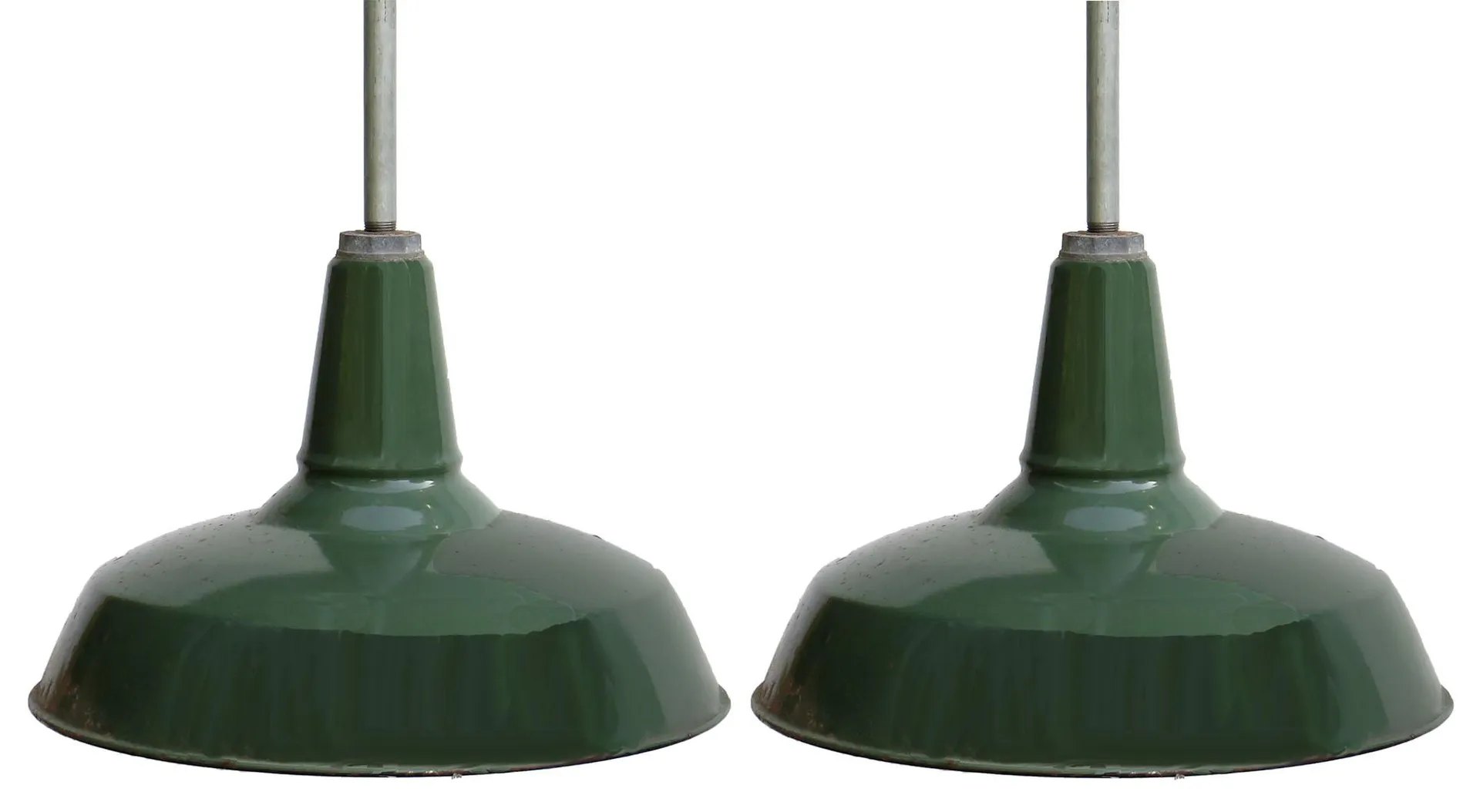 Vintage Industrial Pendant Lights, Pair