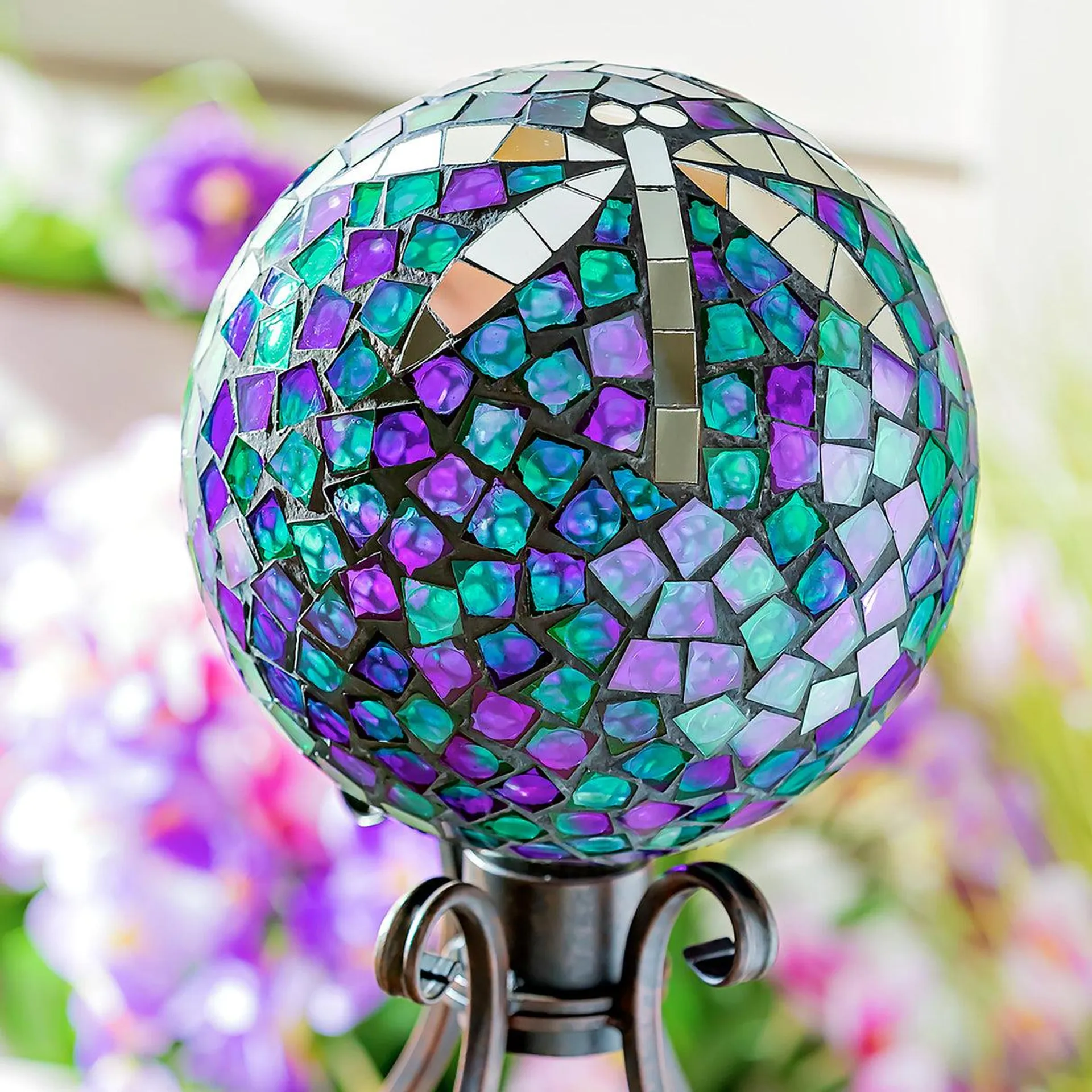 Mosaic Dragonfly Glass Gazing Ball