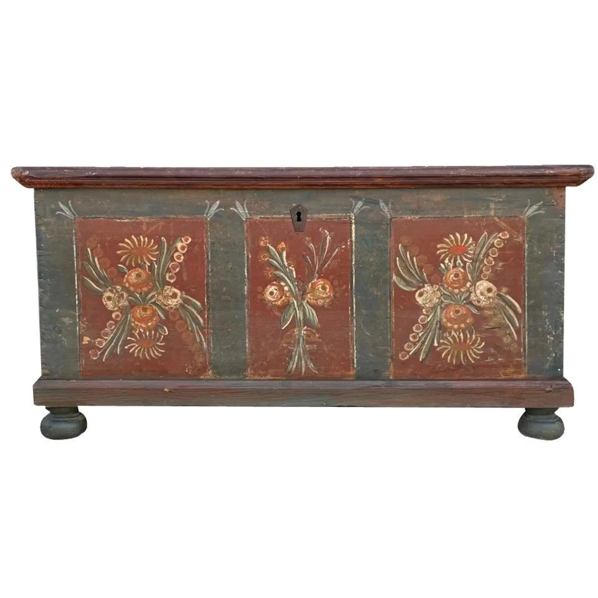 Blue Floral Painted Alpine Chest