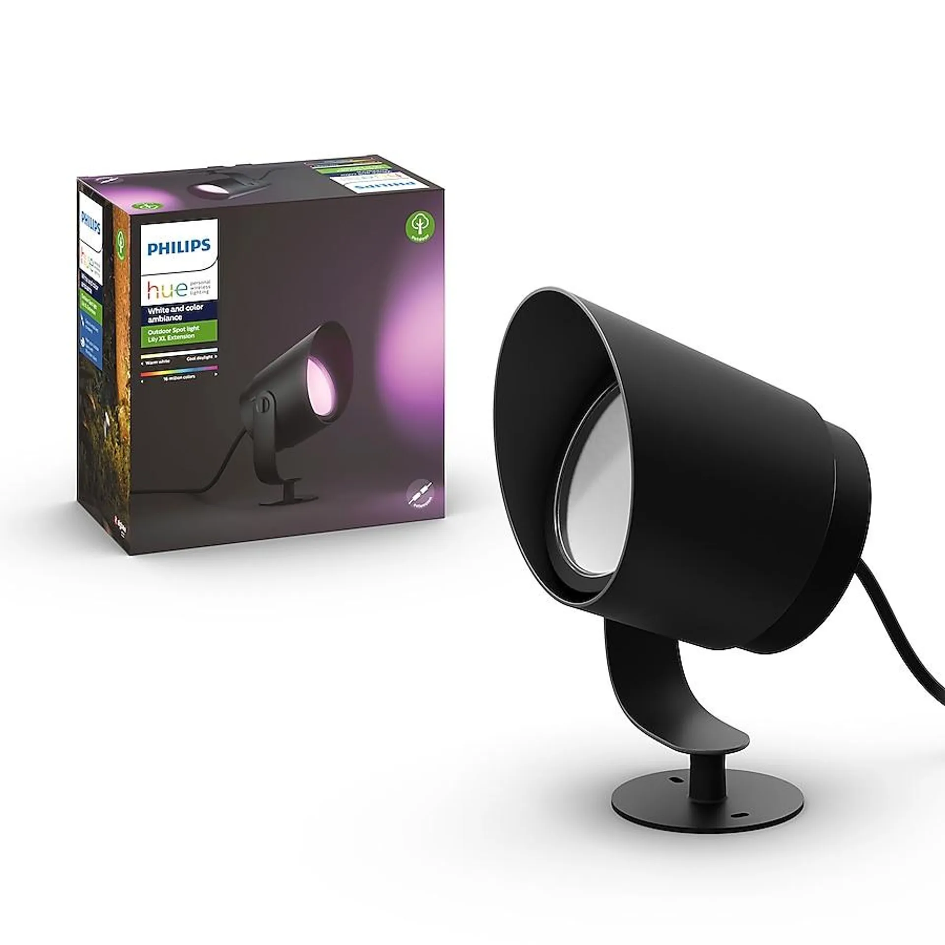 Philips Hue Lily XL Outdoor Extension 15-Watt Black Low Voltage Plug-in Smart LED Spot Light