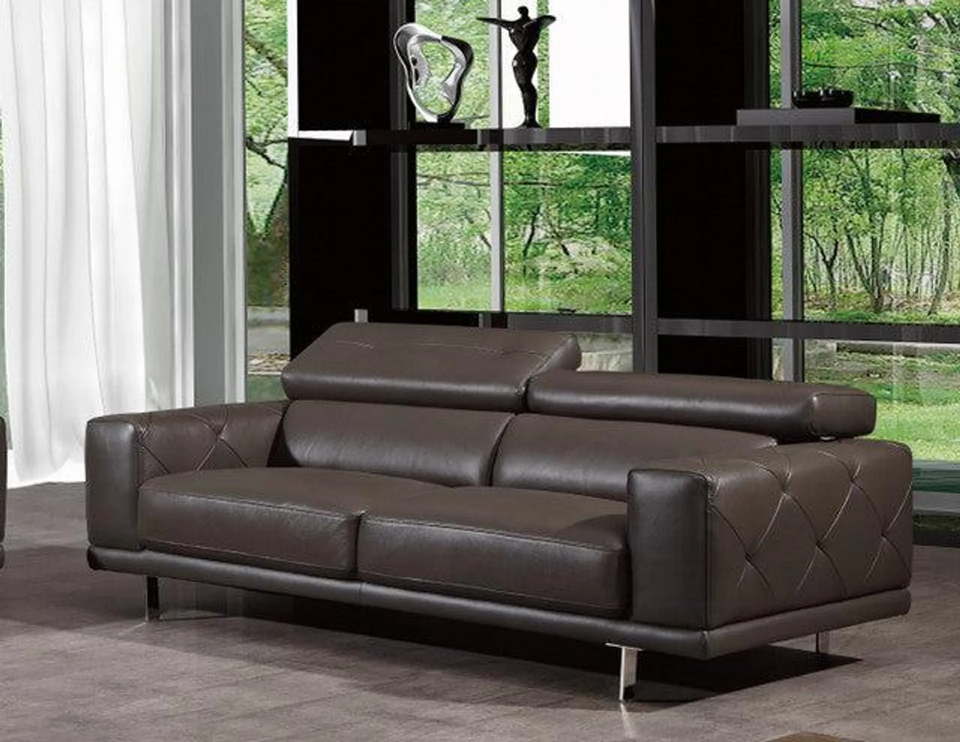 Gio Italia Faby Leather Sofa with Adjustable Headrests