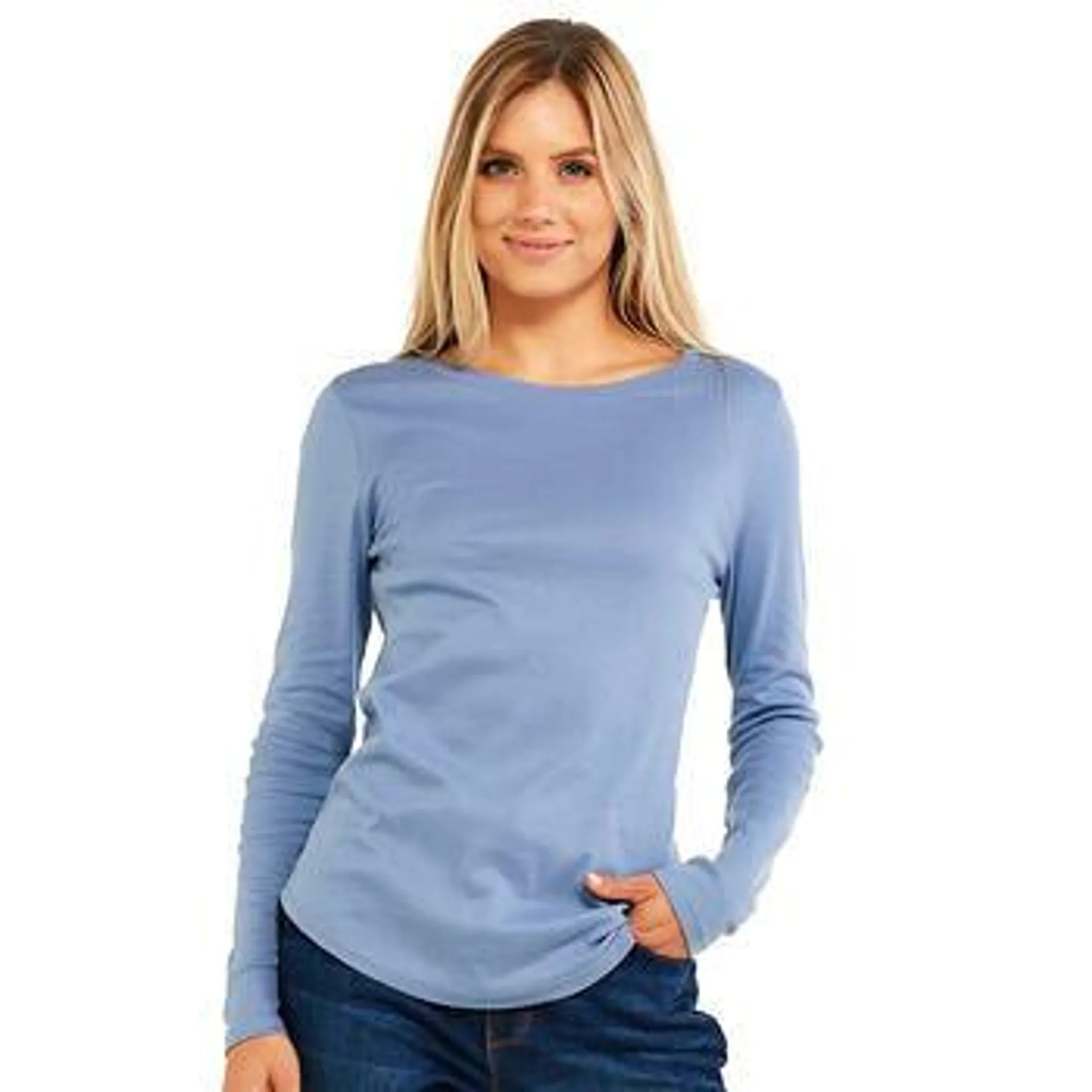 Plus Size Architect® Long Sleeve 1x1 Rib Crew Neck Round Hem Tee