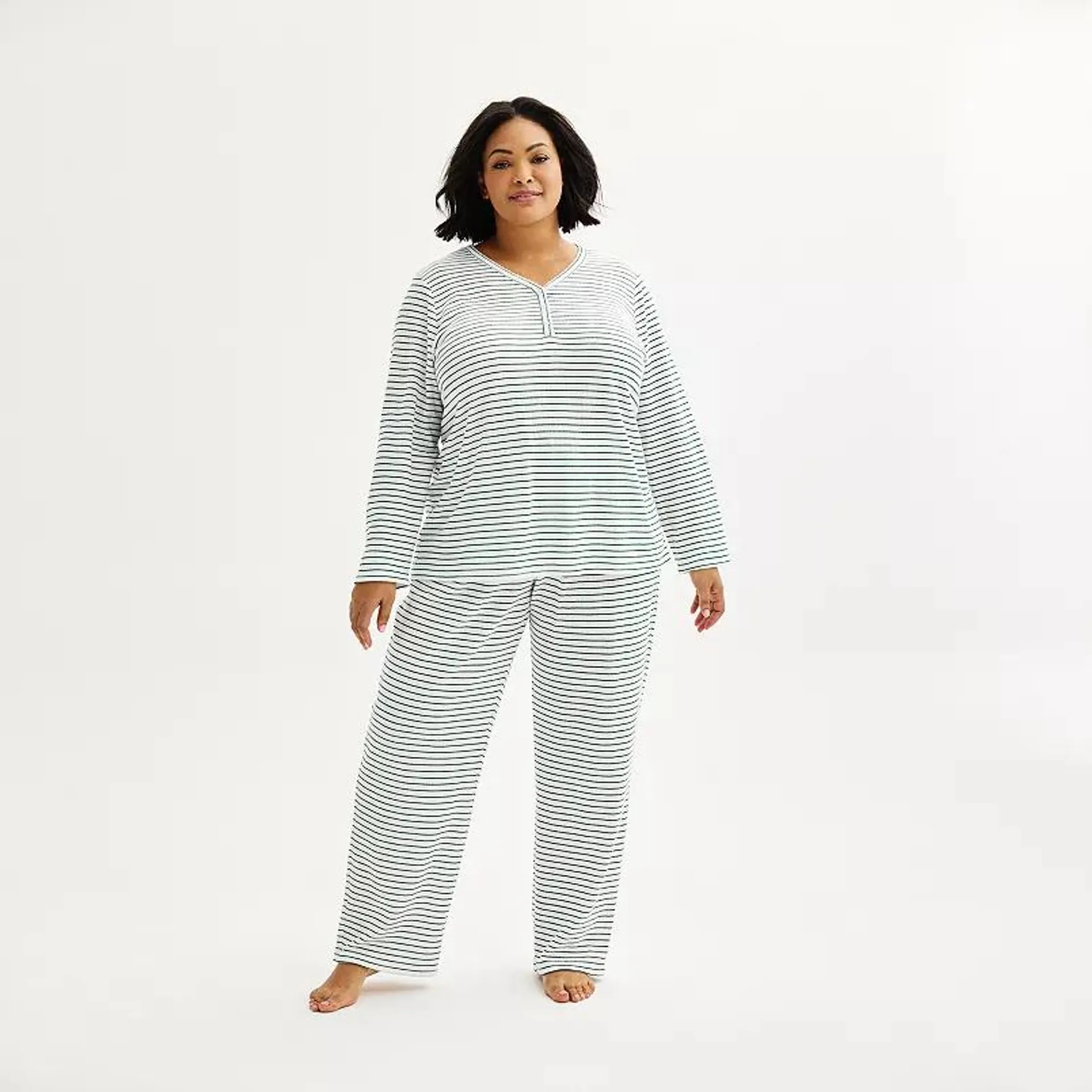 Plus Size Croft & Barrow® Long Sleeve Pajama Top & Pajama Pants Set