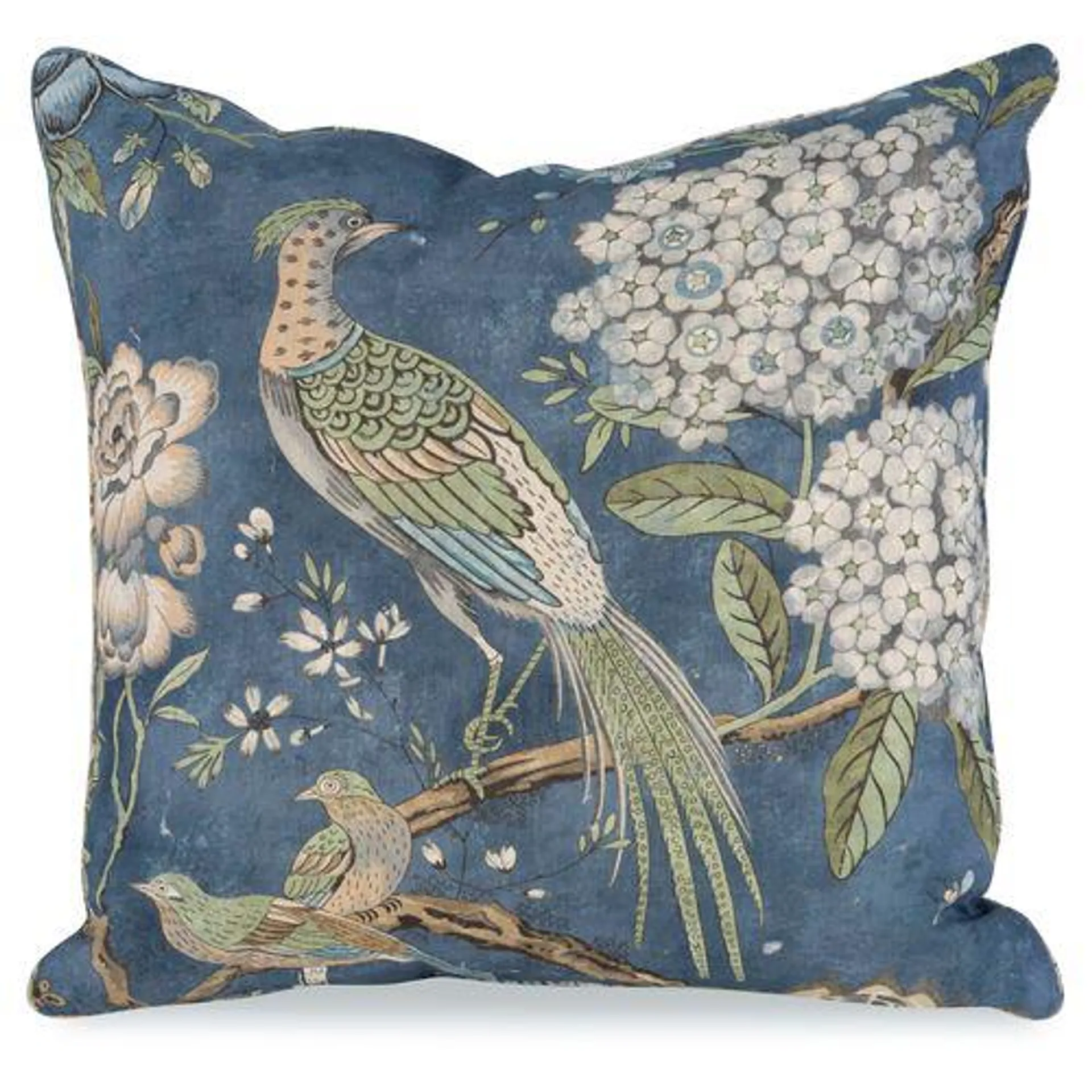 Floral Pheasant 20x20 Pillow, Blue