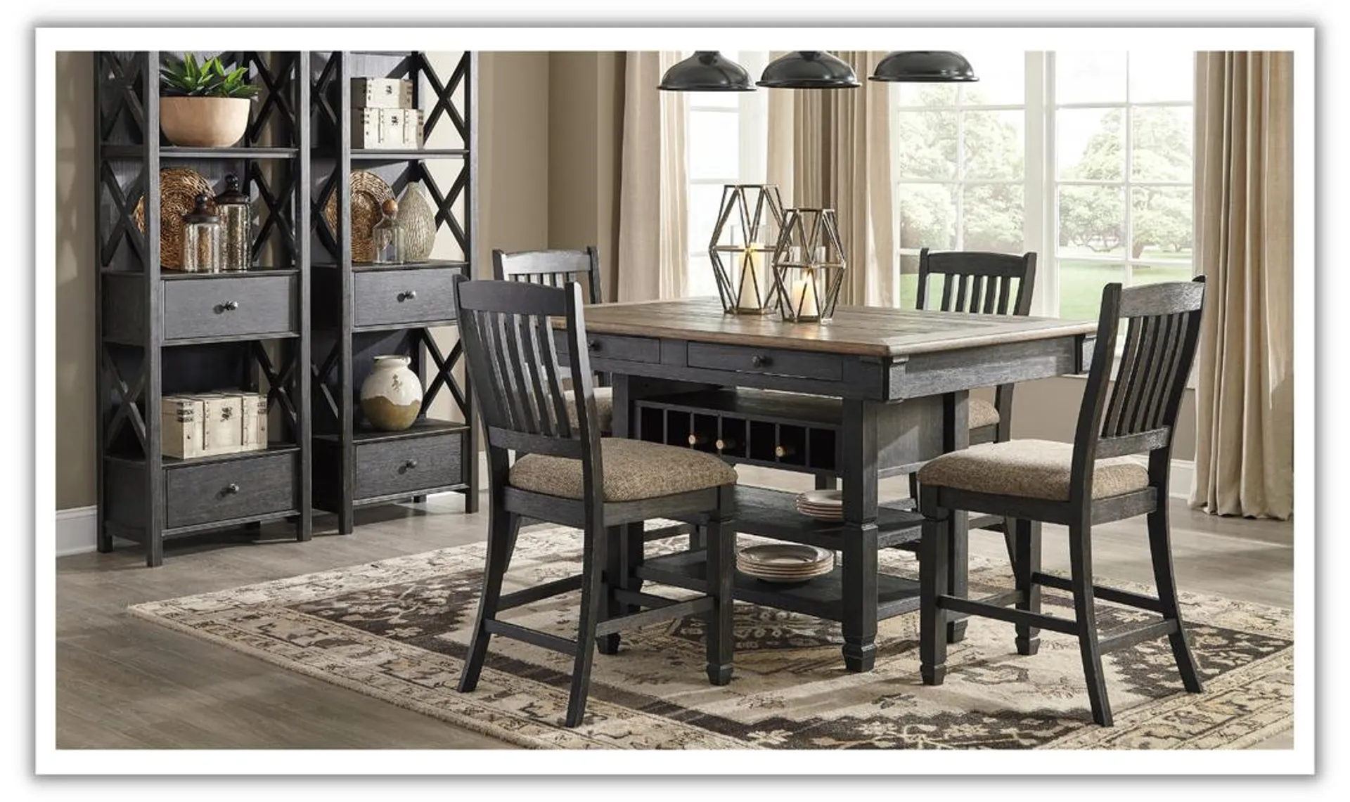 Ashley Bolanburg Counter Height 4-Seater Dining Set with 4 Drawers