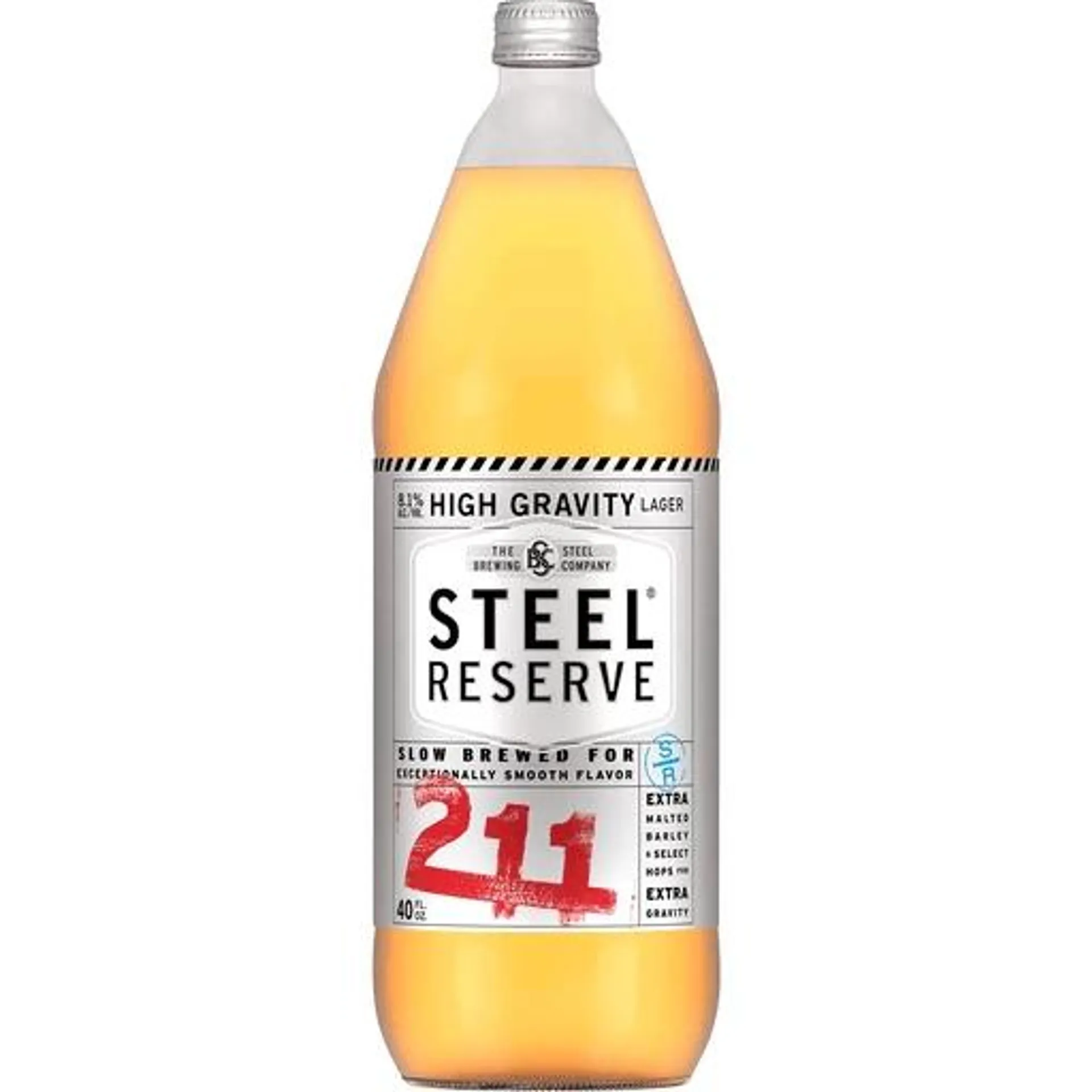 Steel Reserve High Gravity Lager Beer, 40 fl. oz. Bottle, 8.1% ABV