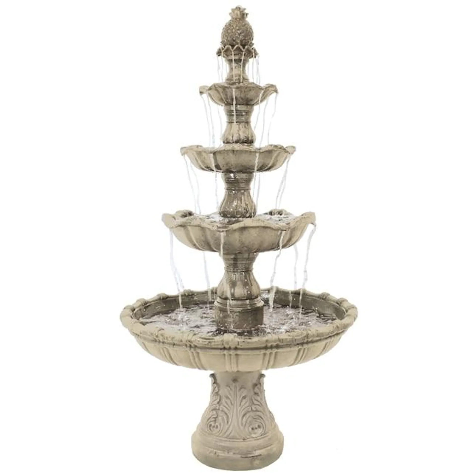 Sunnydaze Decor 80-in H Fiberglass Tiered Outdoor Fountain Pump Included