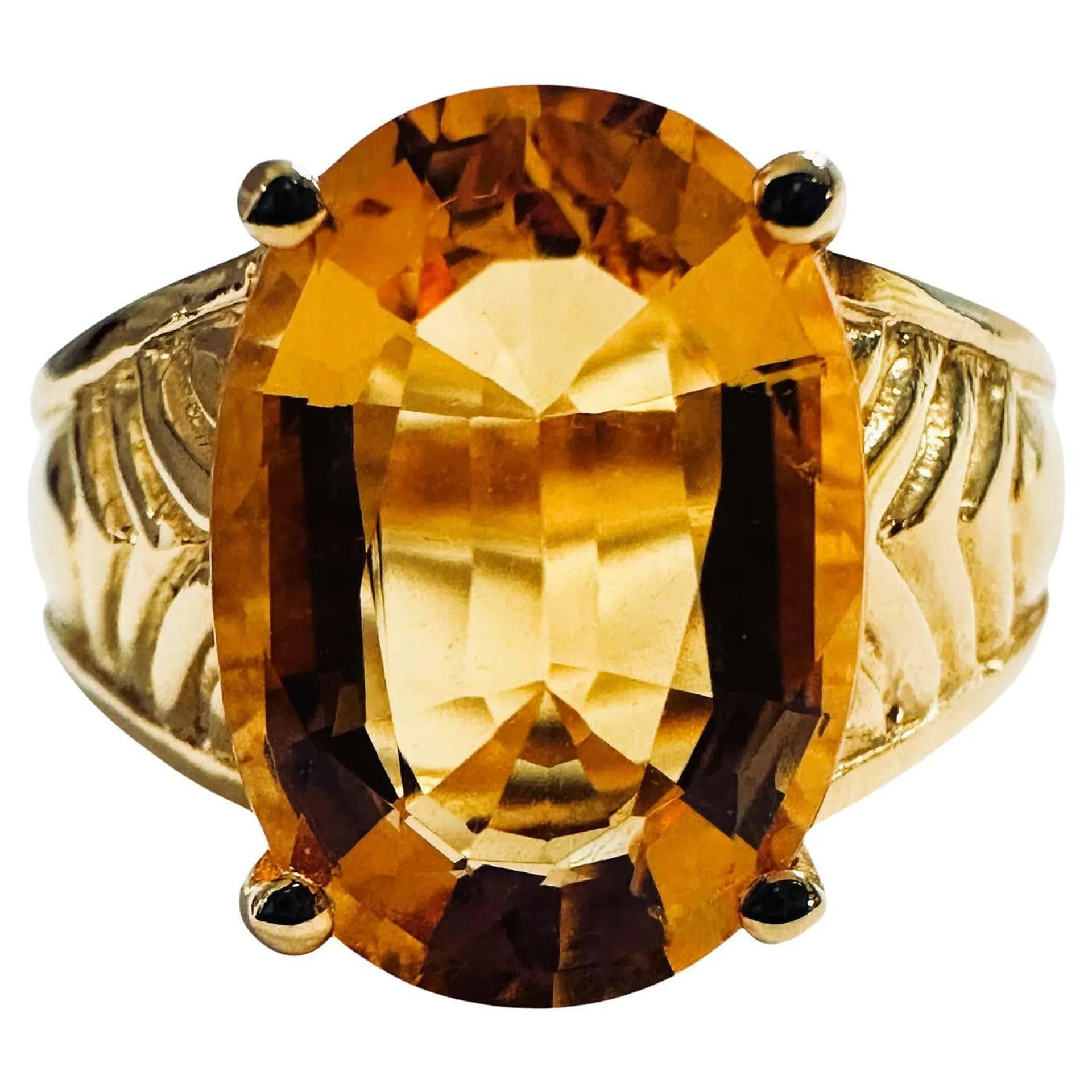 New 5.70 Carat Fancy cut Golden Honey Sapphire Y Gold PL Sterling Ring