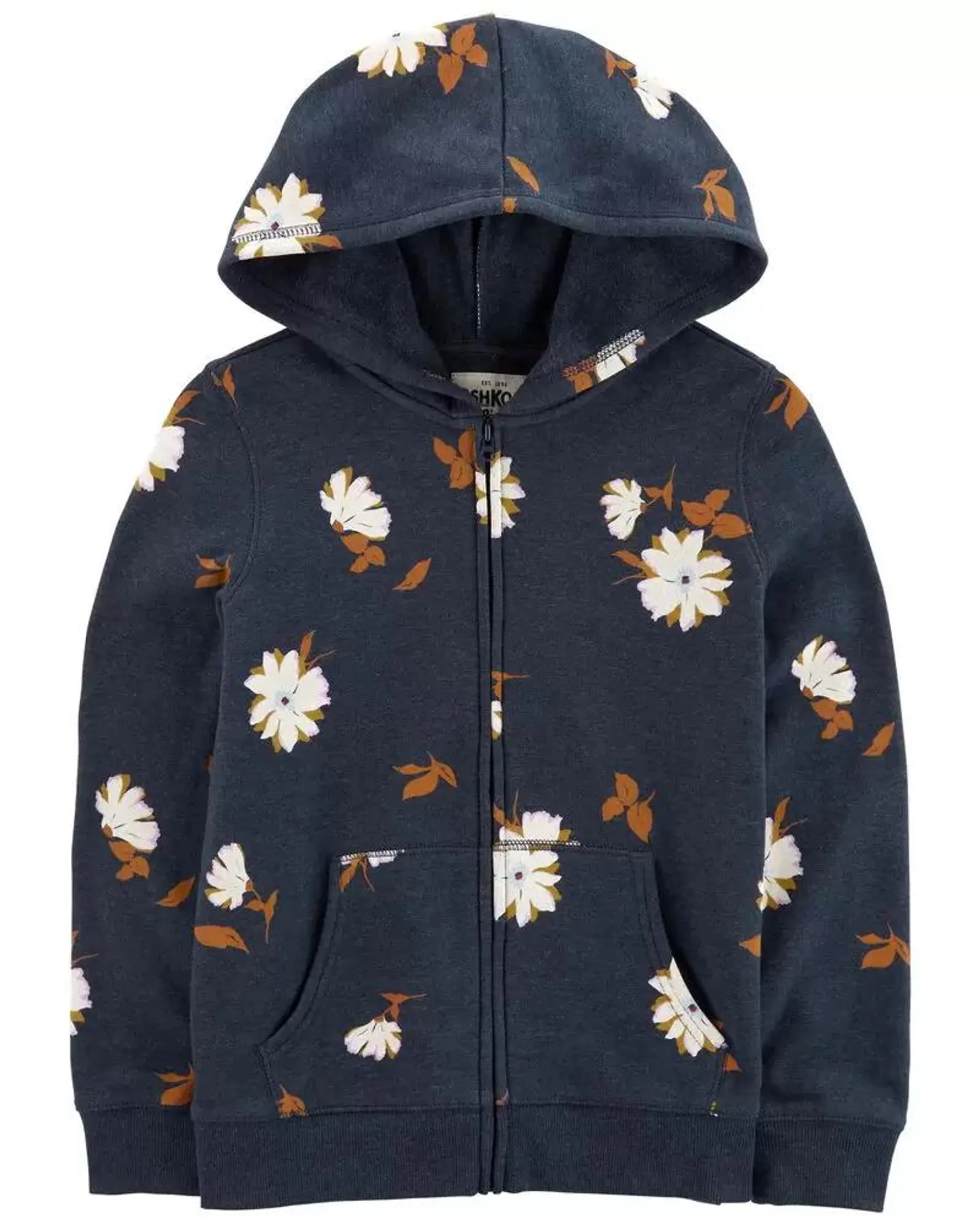 Kid Floral Print Fleece Zip Jacket