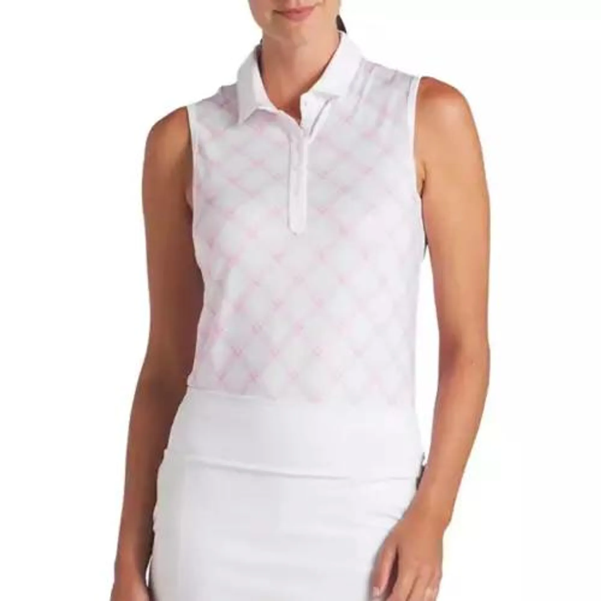 Women's Puma Cloudspun Plaid Sleeveless Golf Polo