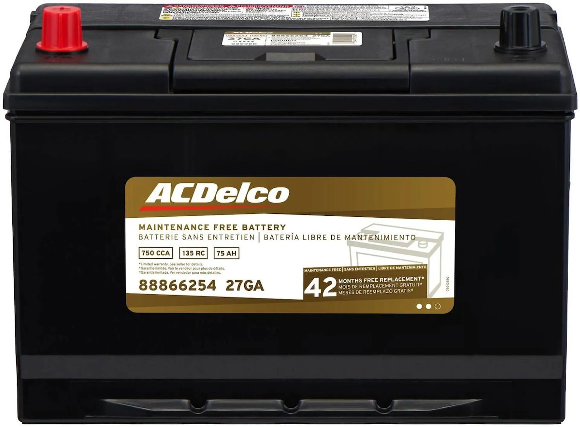 ACDelco Standard Flooded Top Post Battery Group Size 27 - 27GA