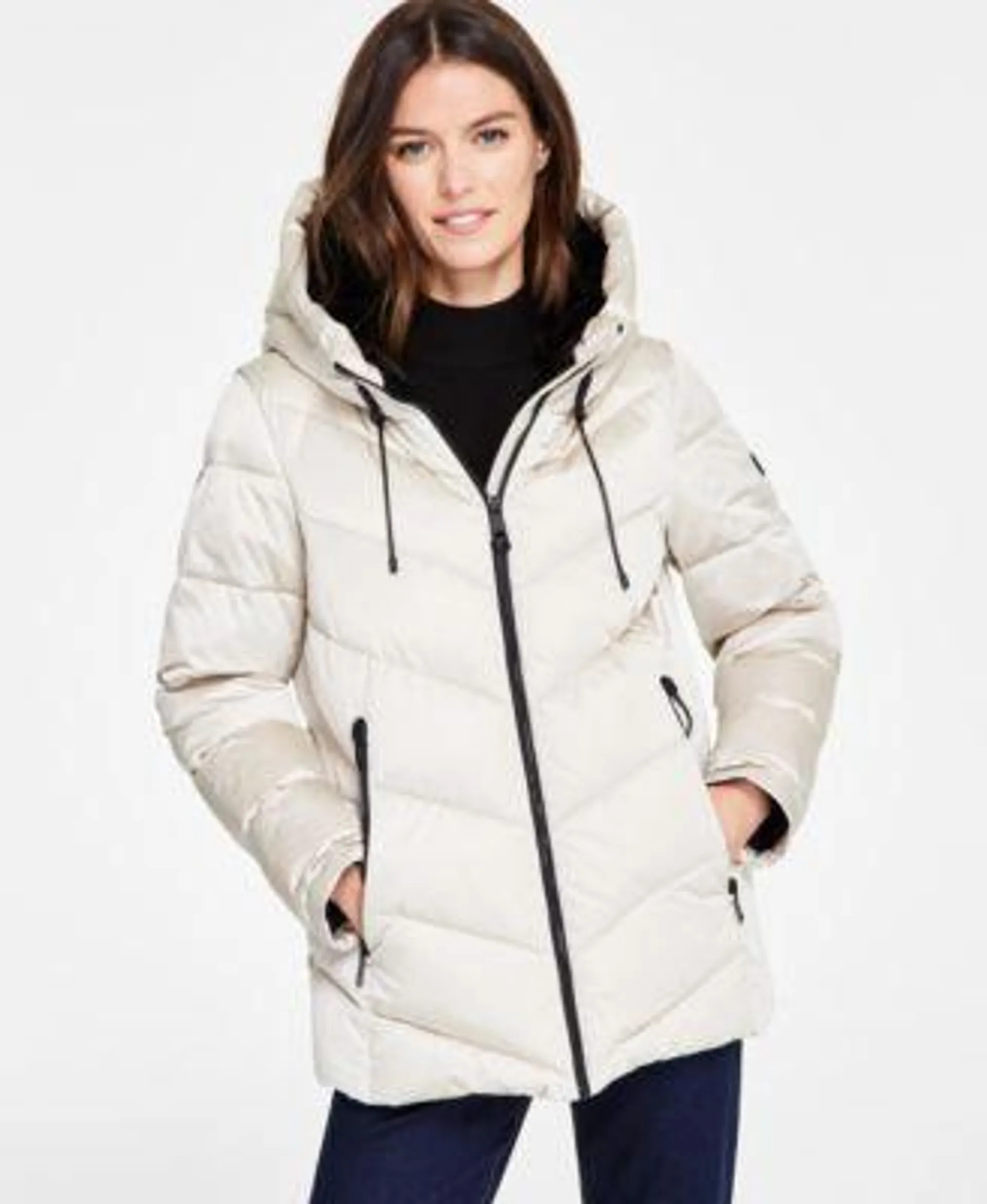 Women's Hooded Zip-Front Puffer Coat