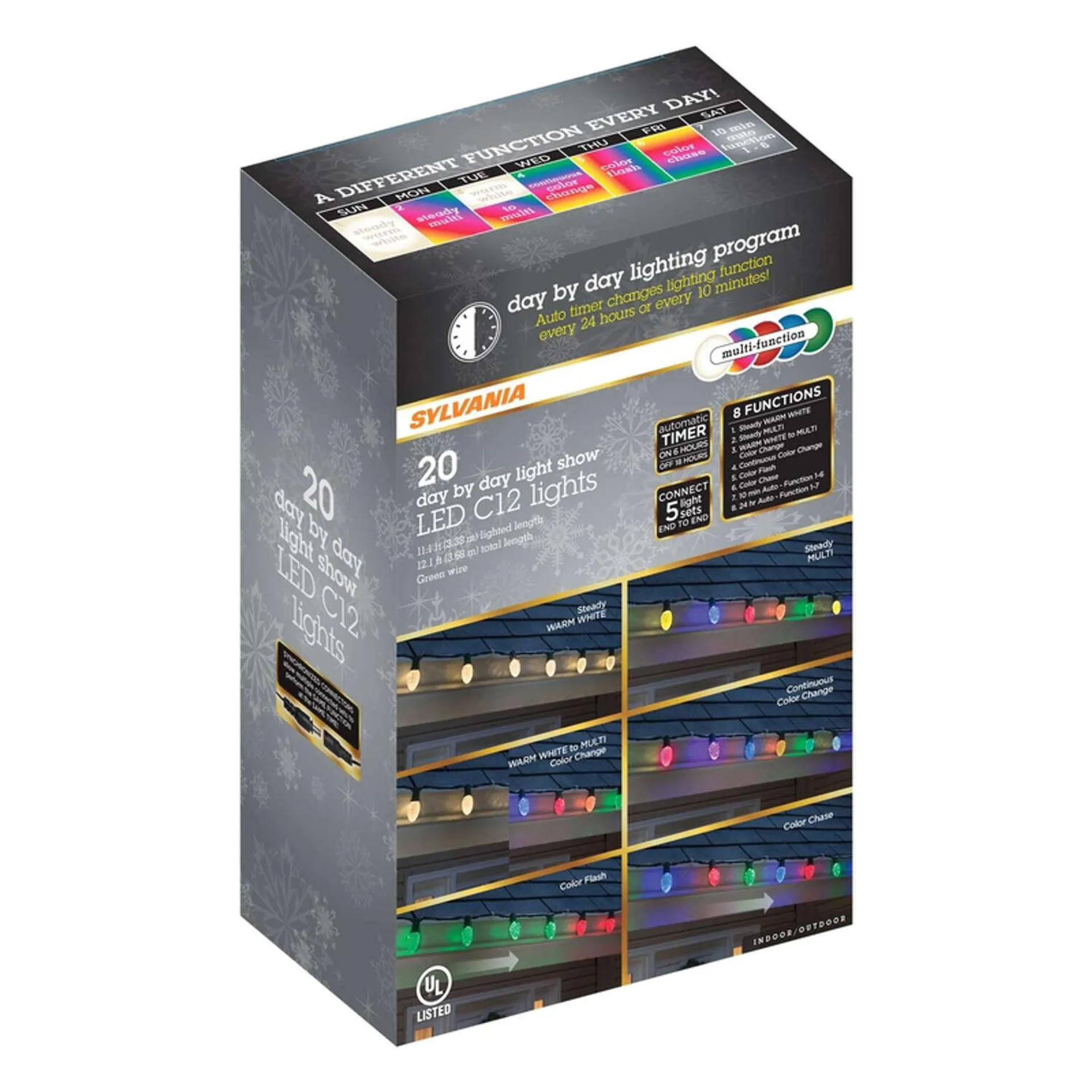 Sylvania LED Multicolored 20 ct Icicle Christmas Lights 11.1 ft.