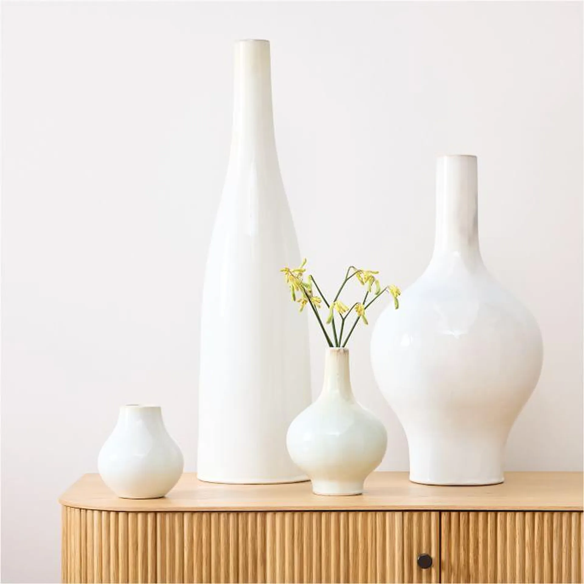 Reactive Glaze White Ceramic Vases