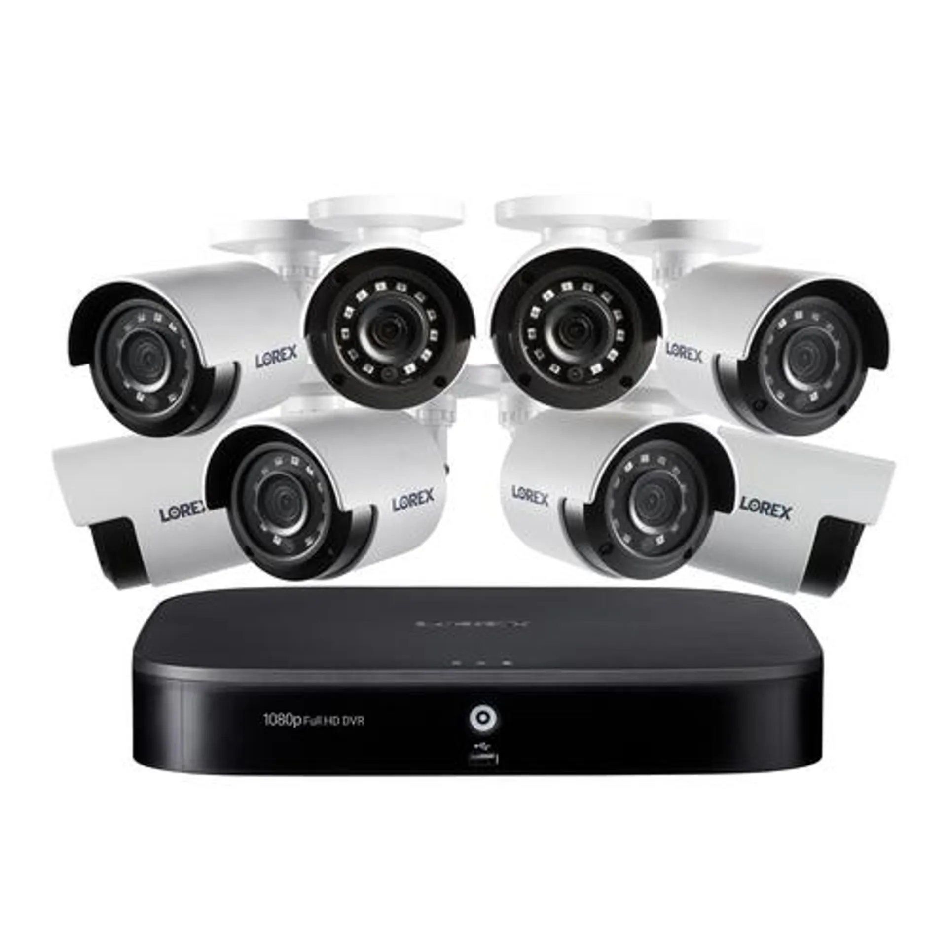 8-Channel DVR 1TB Hard Drive Security Camera System with Eight 1080p HD Weatherproof Bullet Security Cameras