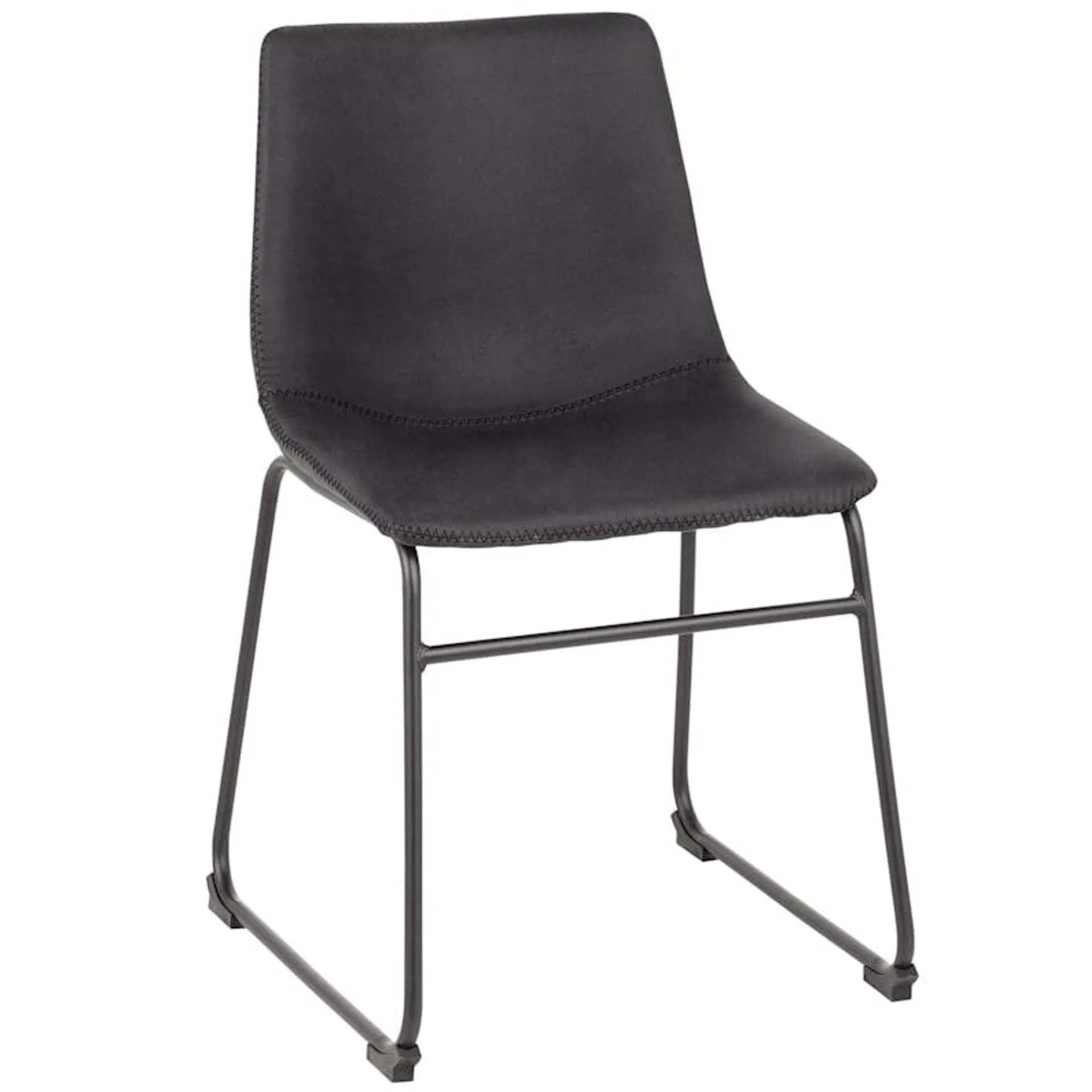 Drake Modern Industrial Faux Leather Dining Chair, Dark Grey
