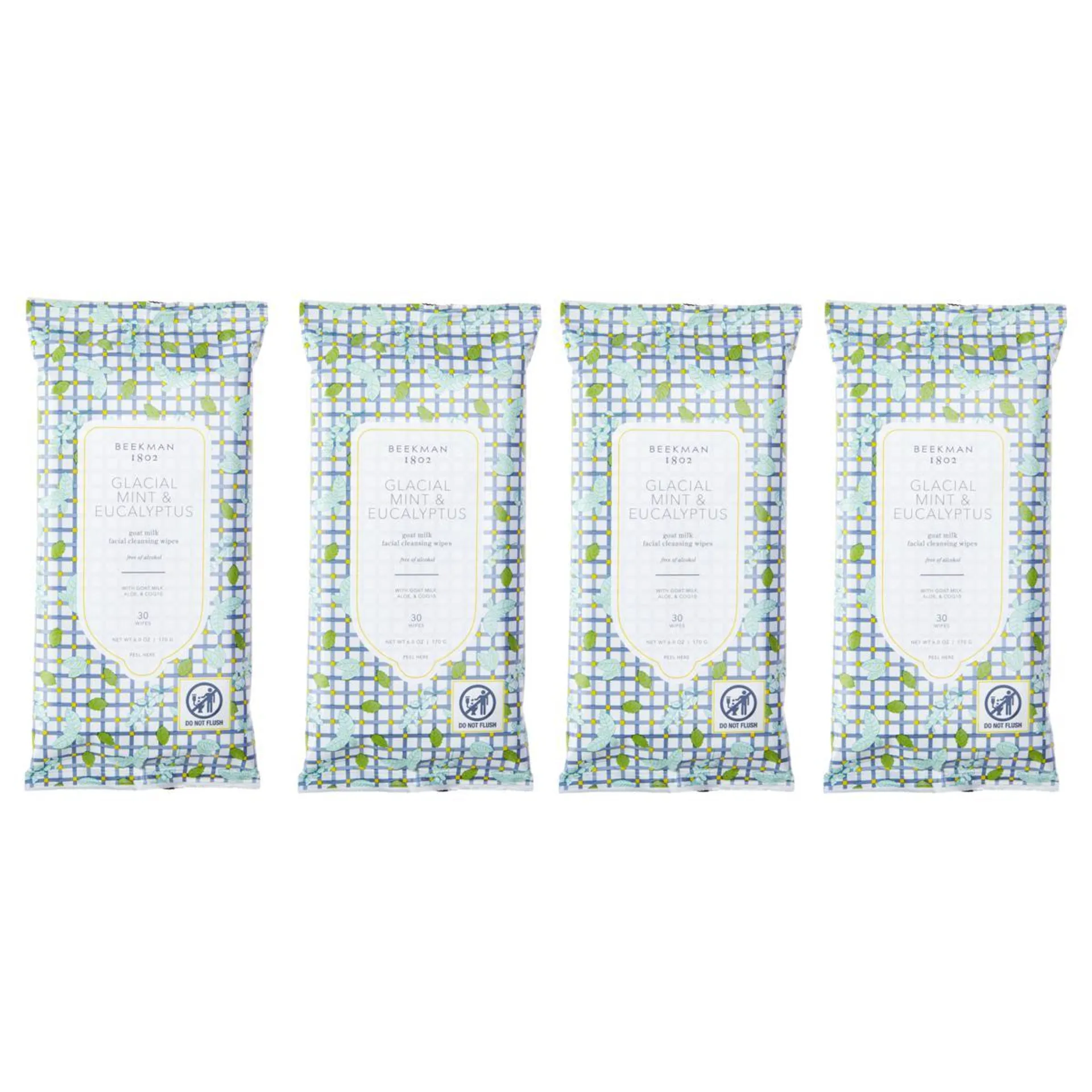 Beekman 1802 Goat Milk Glacial Mint & Eucalyptus Face Wipes 4-pack