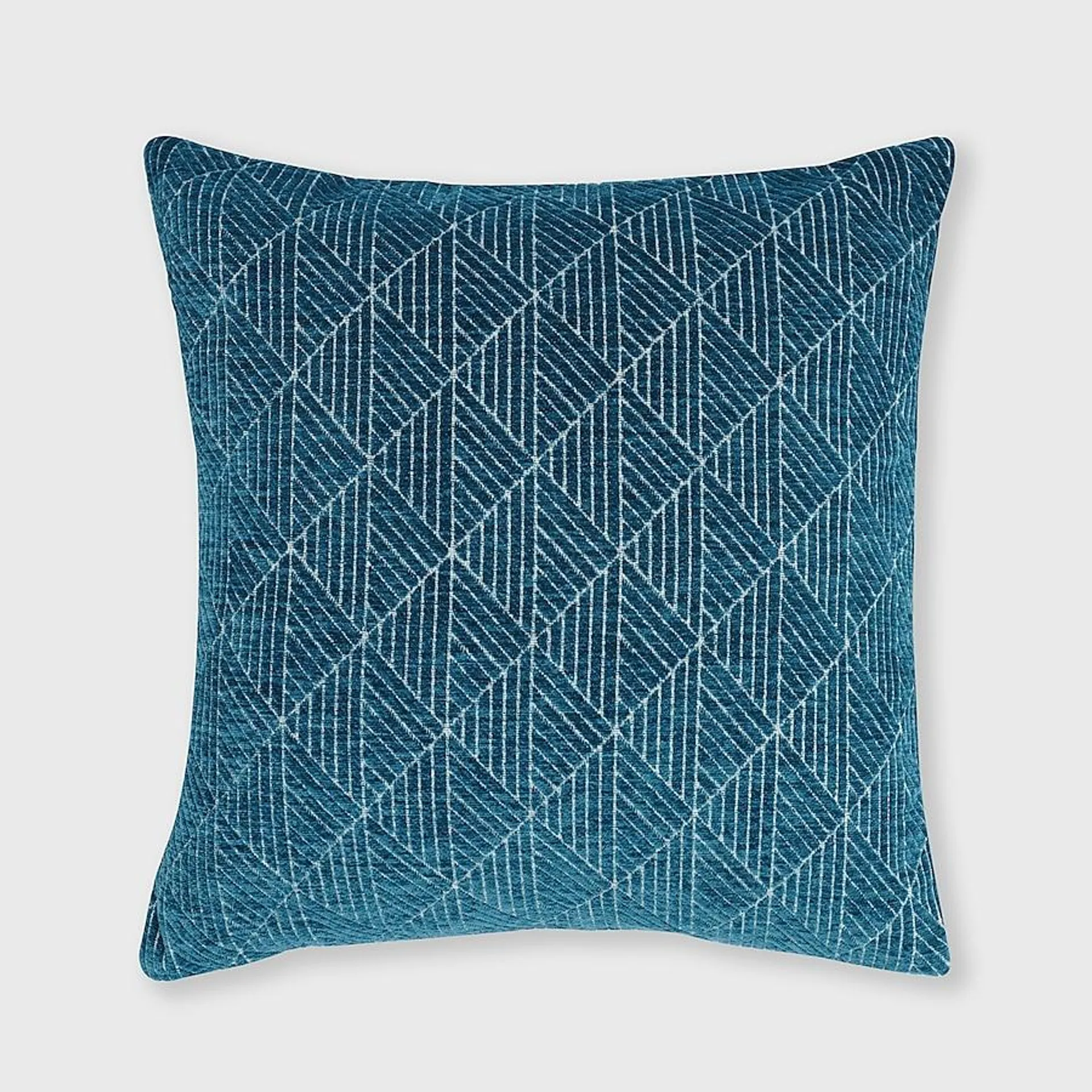 FRESHMINT Geometric Chenille 18-in x 18-in Teal Indoor Decorative Pillow