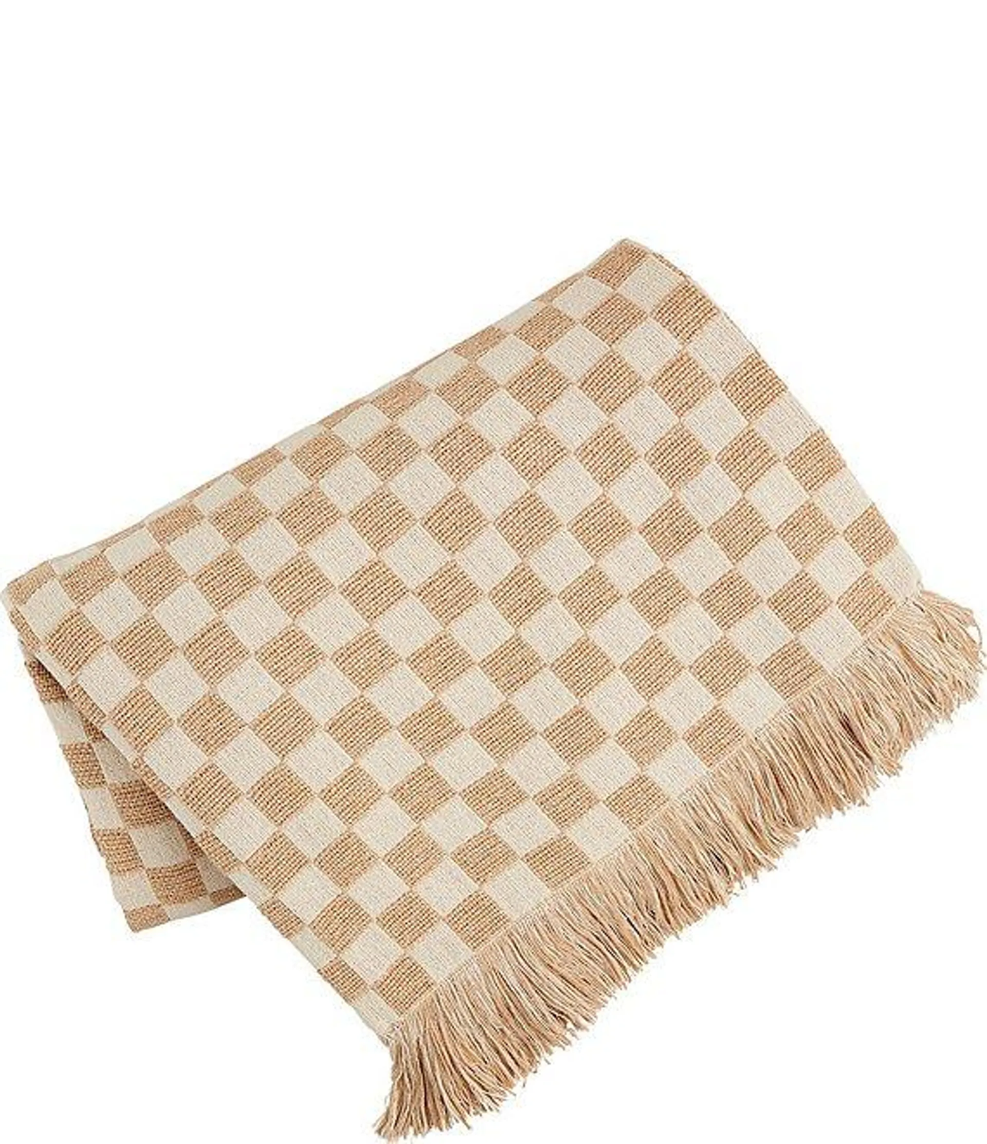 Checkered Fringed Throw