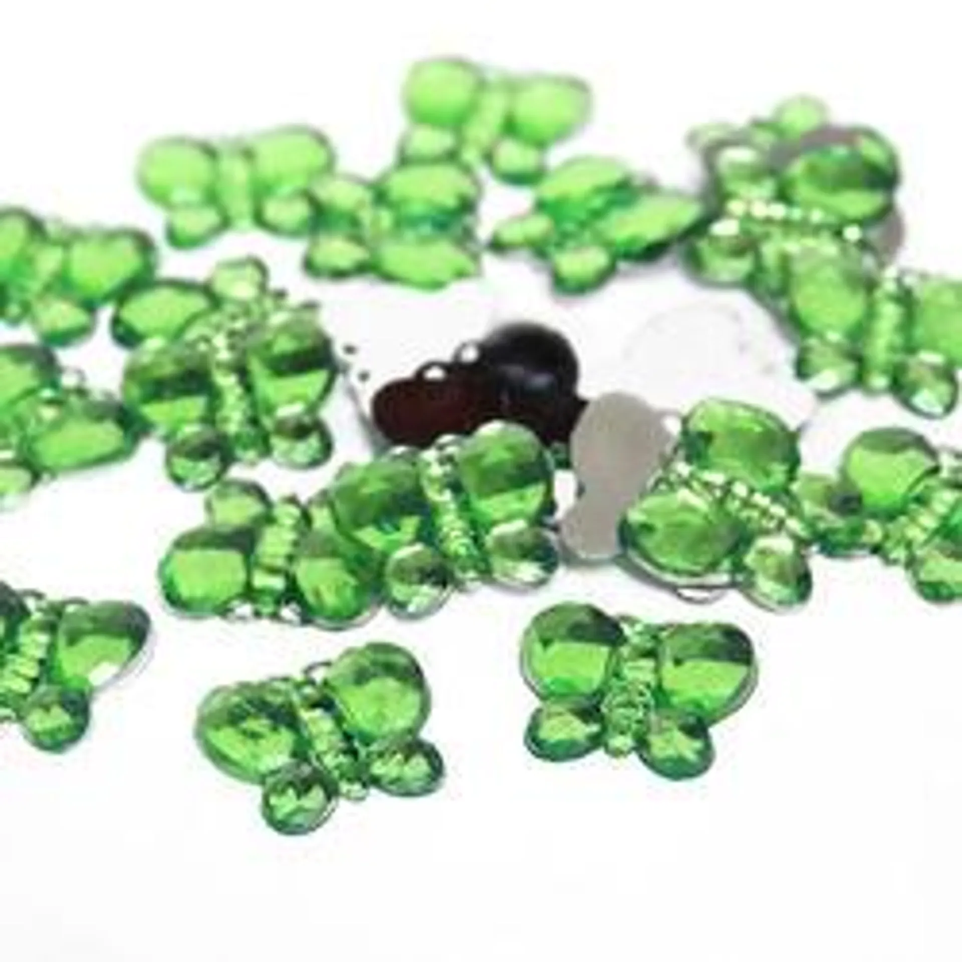 Apple Green Flat Back Butterfly Rhinestones (Package of 30 pieces)