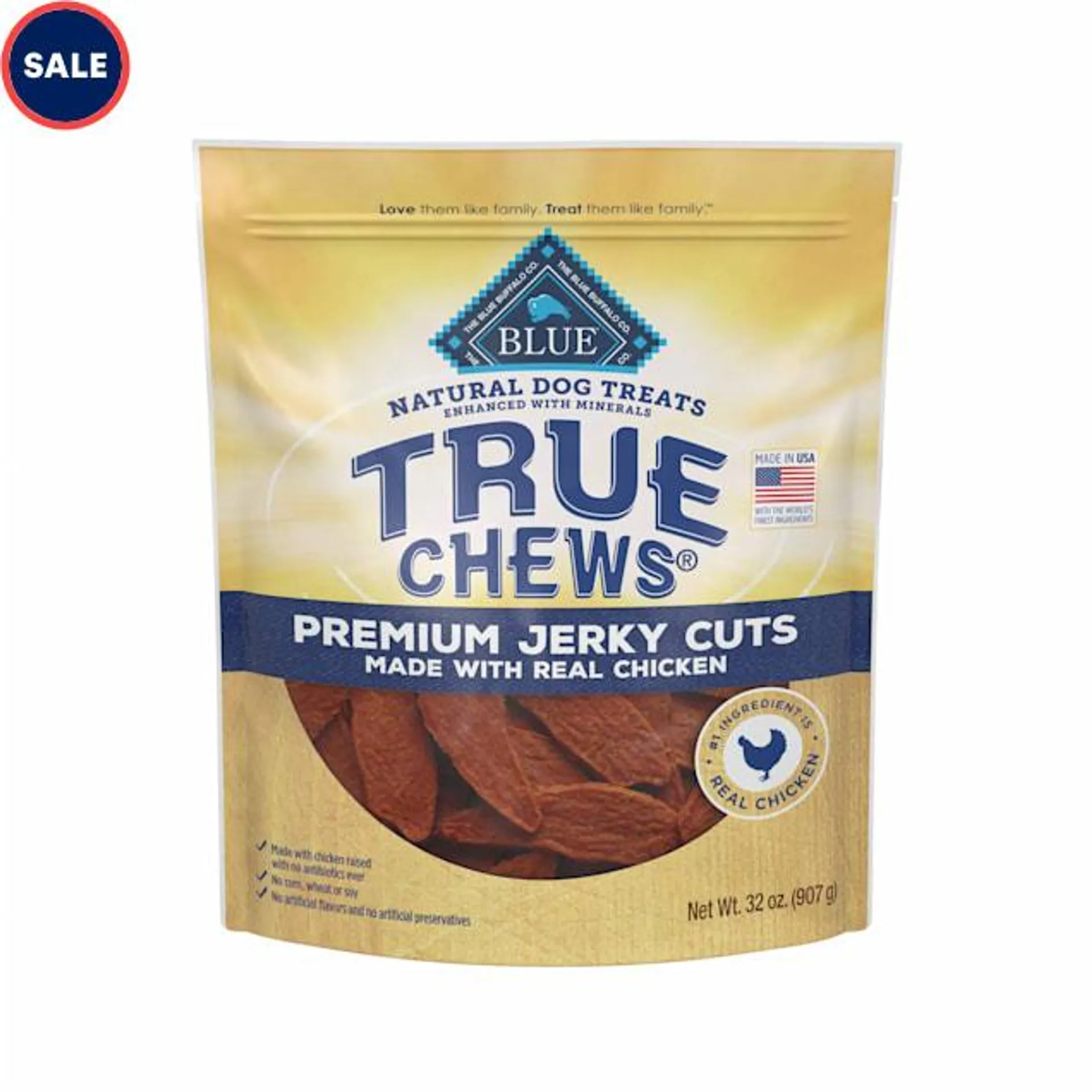 Blue Buffalo True Chews Premium Jerky Cuts with Natural Ingredients Chicken Dog Treats, 32 oz.