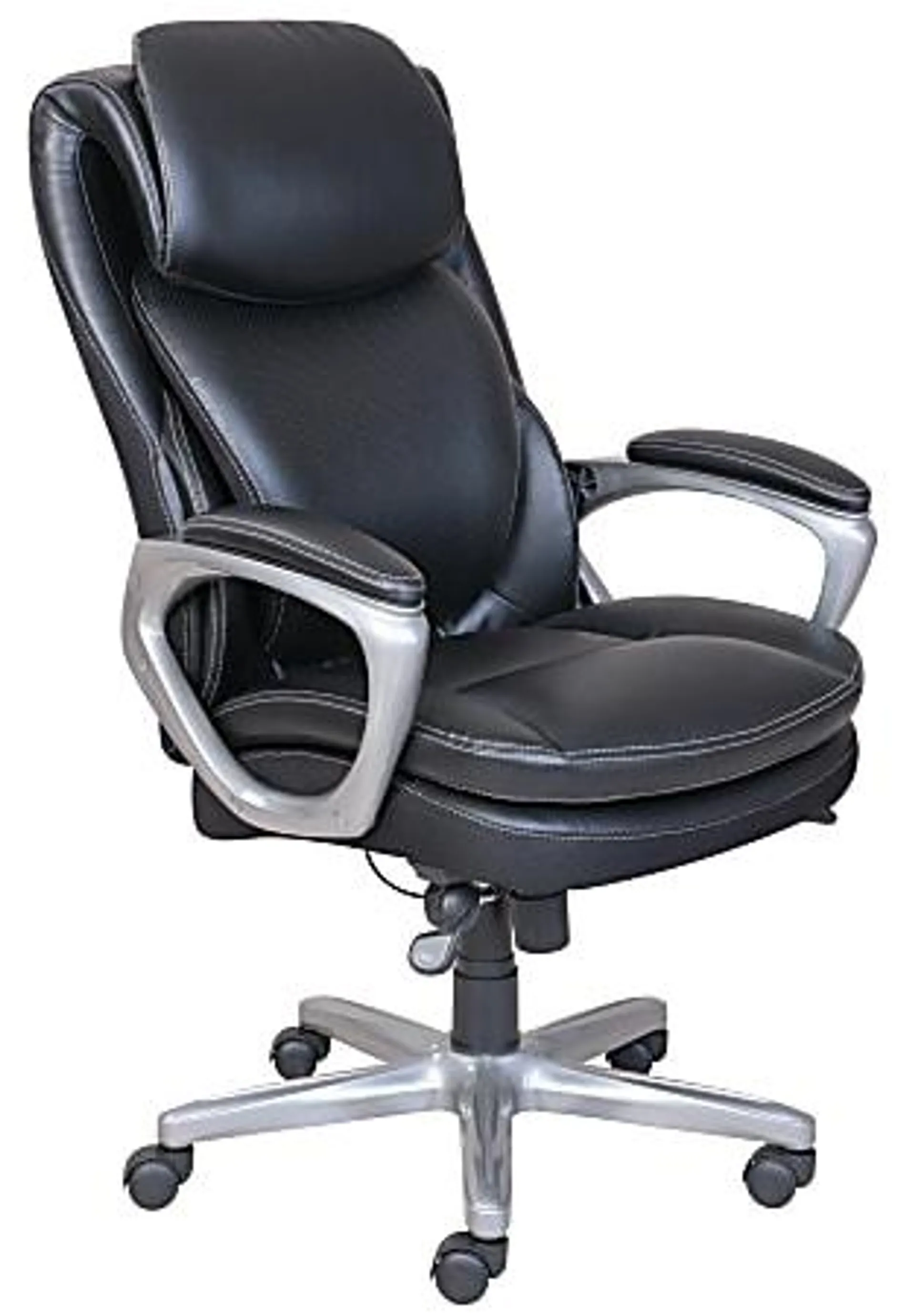 Serta® Smart Layers™ Arlington AIR™ Bonded Leather High-Back Executive Chair, Black/Silver